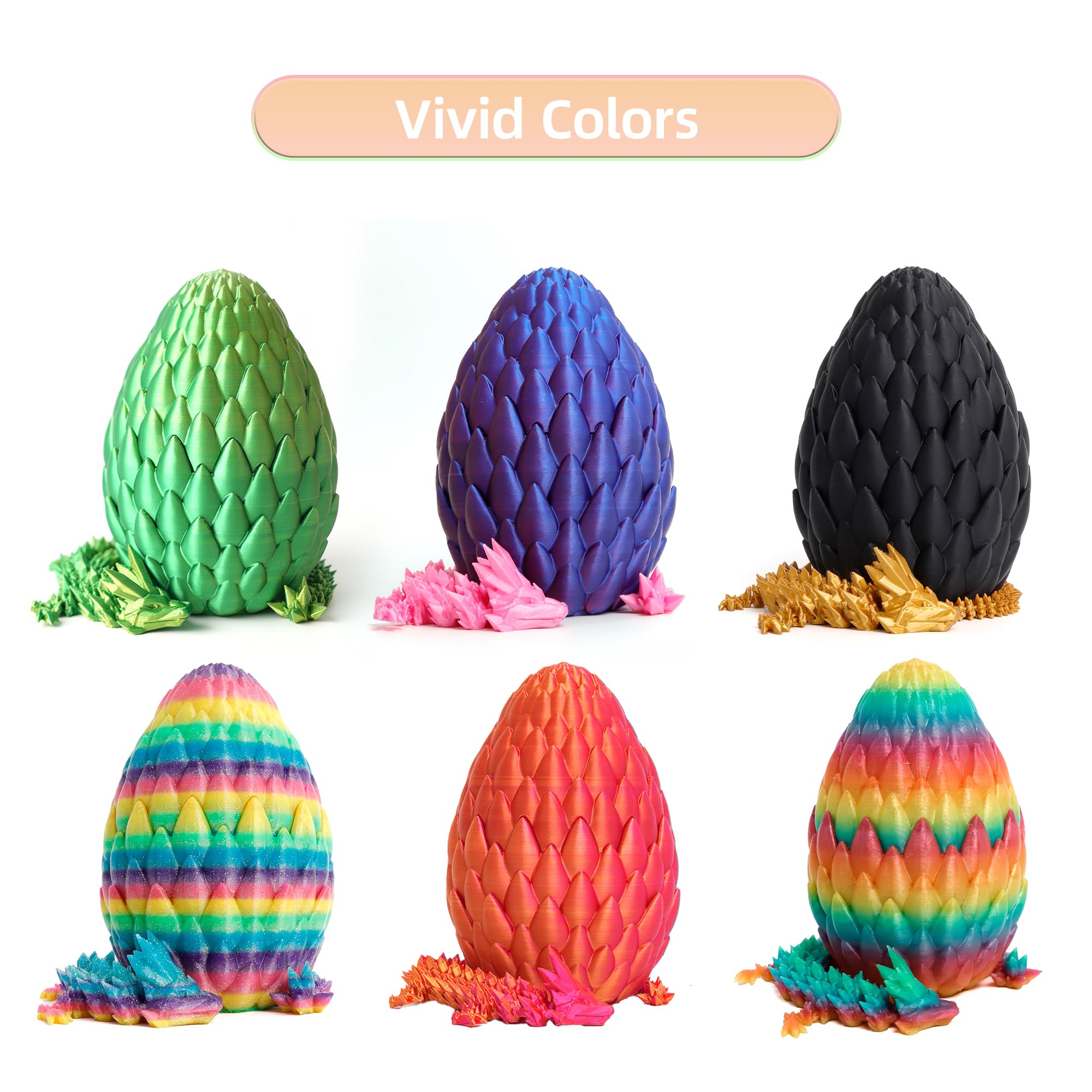 3D Printed Dragon Egg Green and Blue Surprise Easter Egg with Flexible Crystal Dragon Inside 3D Printed Gift Toy Desk Executive Pet Figurine Decor