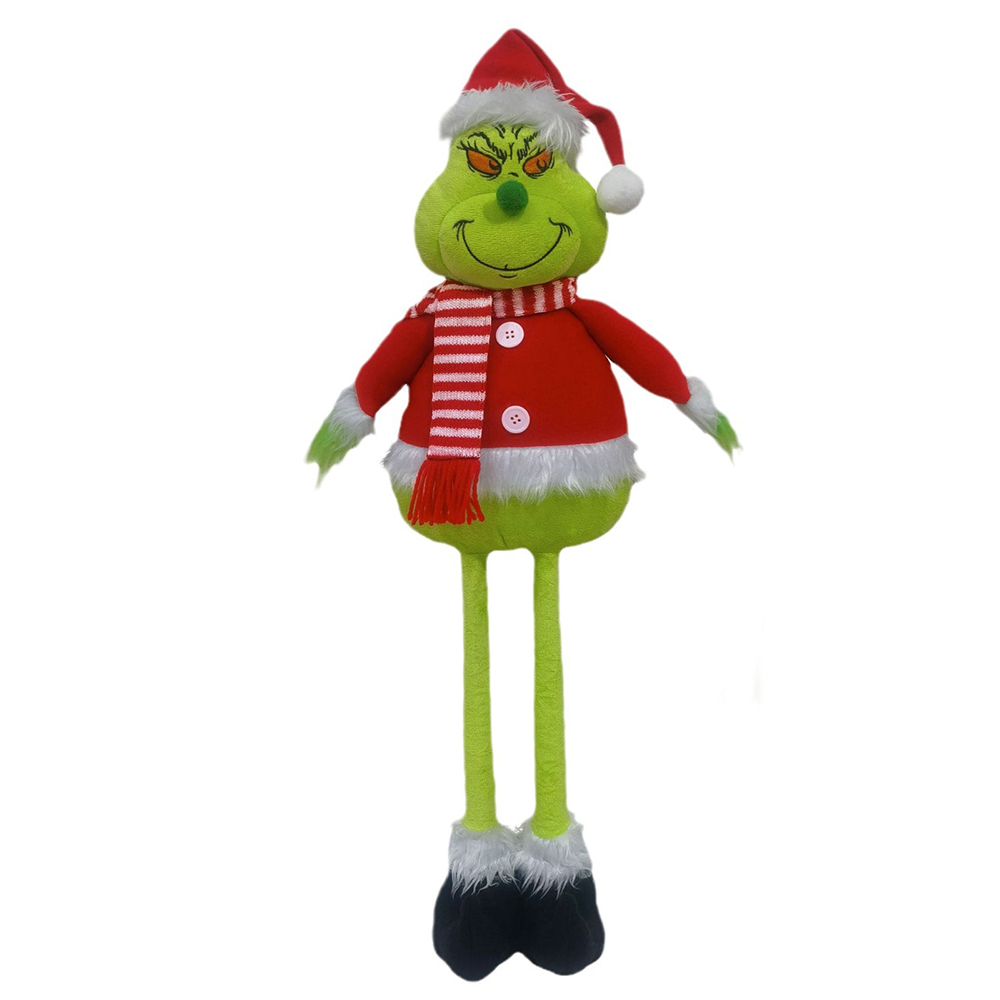 Grinch Standing Christmas Figure Xmas Stuffed Extendable Legs Floor Decor Festive Holiday Ornament Cute Display Home Decoration