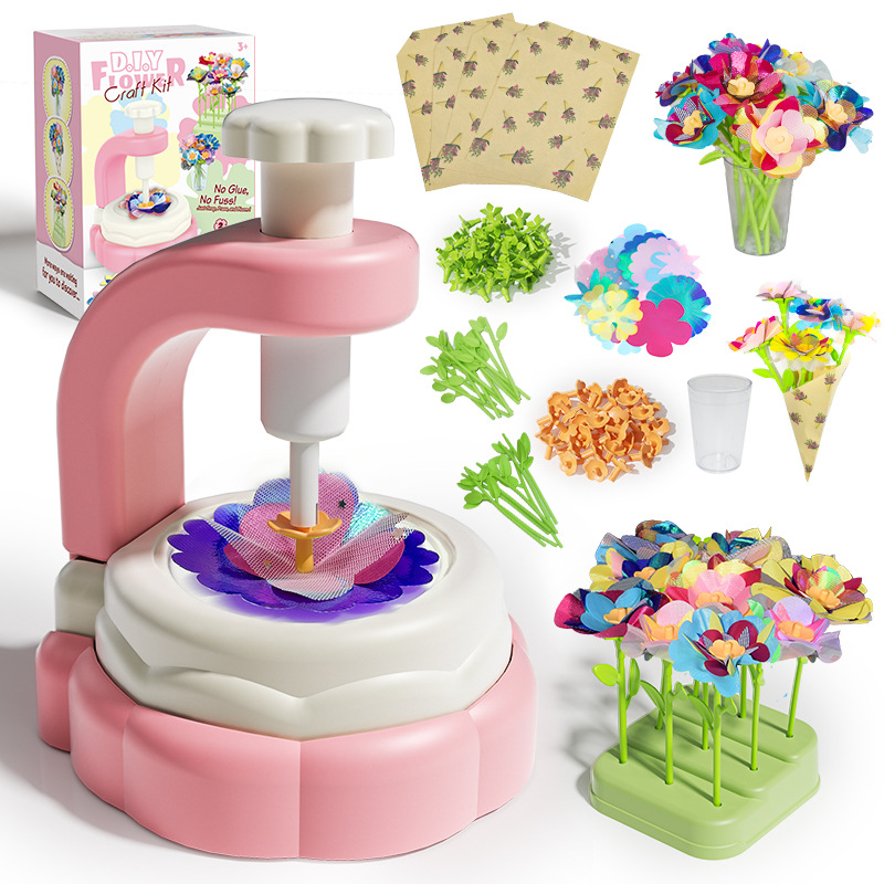 Fabric Flower Bouquets Toys,DIY Craft Kits Toys for Kids Flower Market Toy,Arts Crafts for 3+Year Kids Educational Activity Gifts