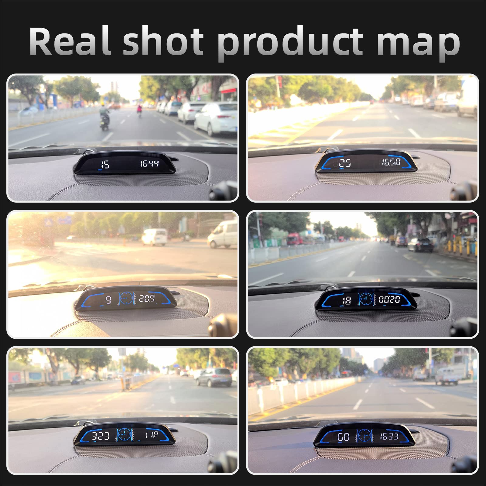 Speedometer Digital HUD Car Large LCD Display MPH Fatigue Alert Overspeed Alarm Driving Trip Meter Universal GPS Vehicle Head Up