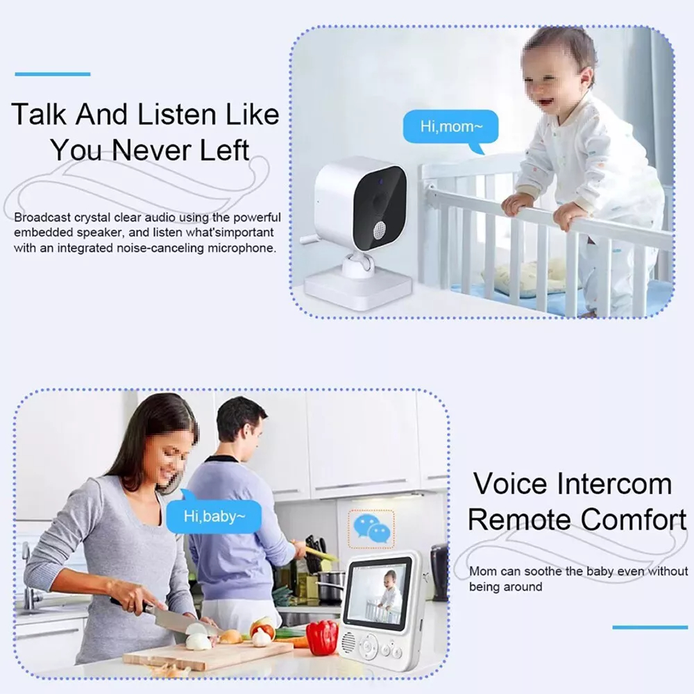 2.8 Inch 1080P Wireless Baby Monitor with Camera,Two-Way Talk Audio Video,IPS Screen,Baby Cry Sound Temp Detection For Babysitter