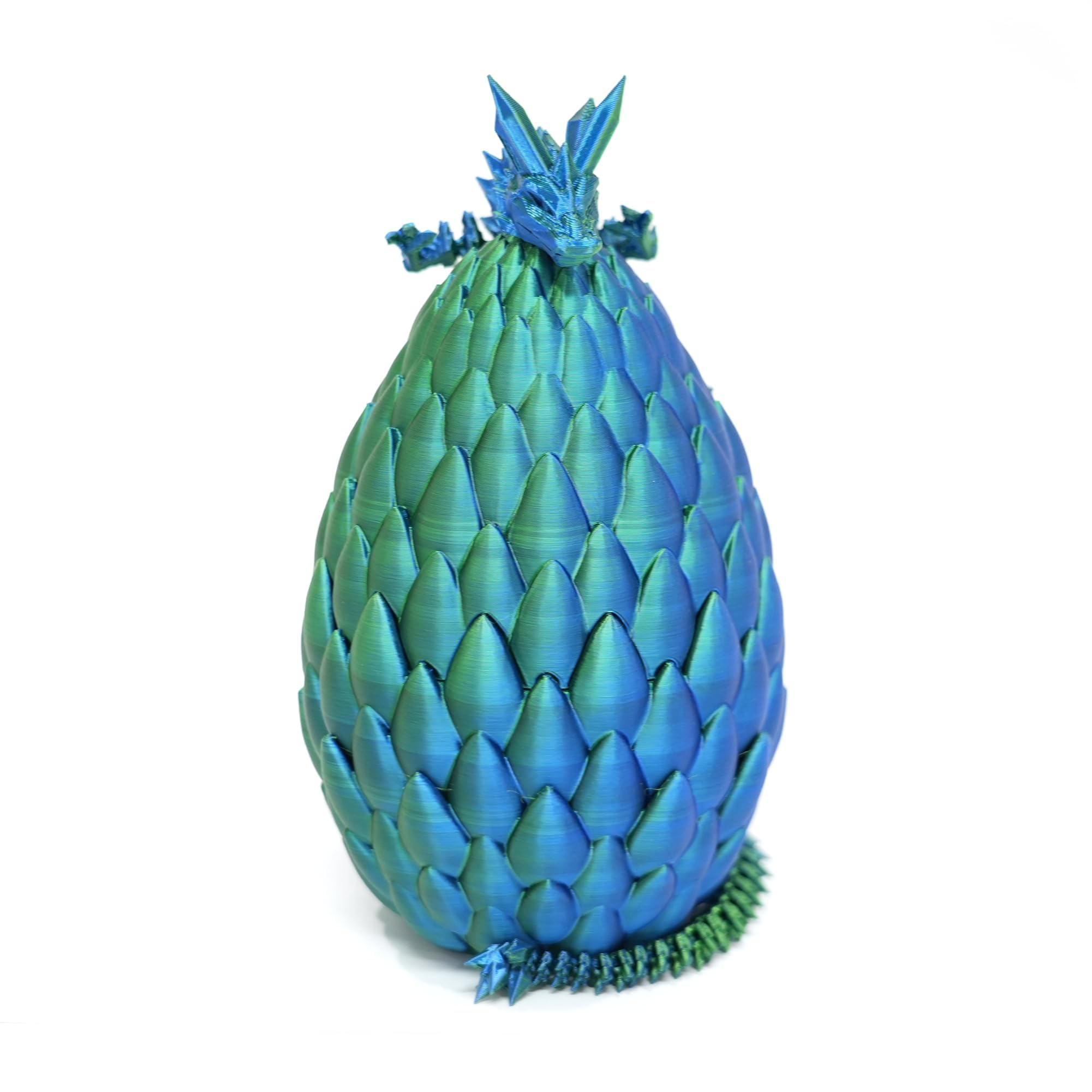 3D Printed Dragon Egg Green and Blue Surprise Easter Egg with Flexible Crystal Dragon Inside 3D Printed Gift Toy Desk Executive Pet Figurine Decor