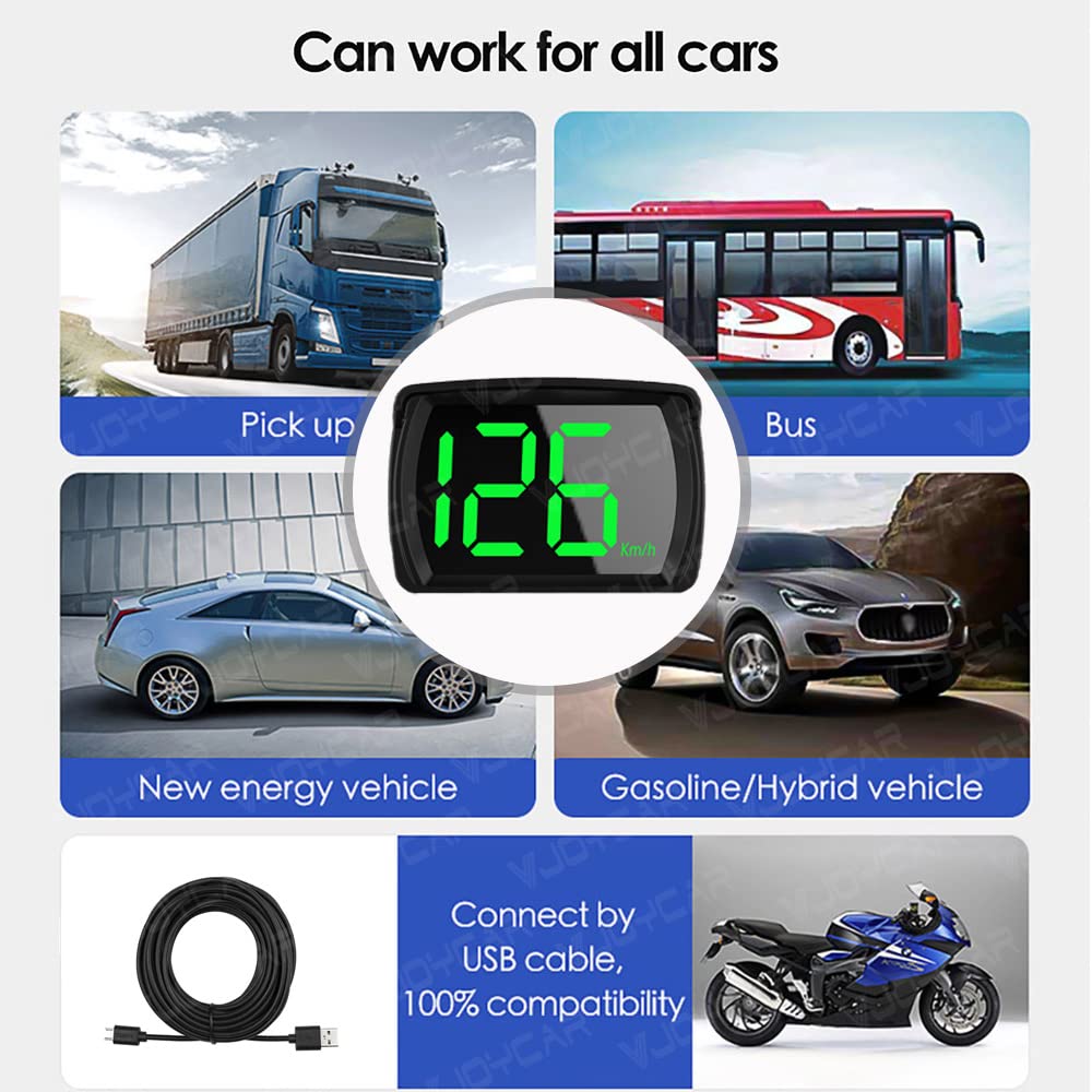 HUD GPS Speedometer Digital Speed Meter Head Up Display for Cars Trucks,USB Cable Install Accurate KMH Speed Updates in 1 KMH