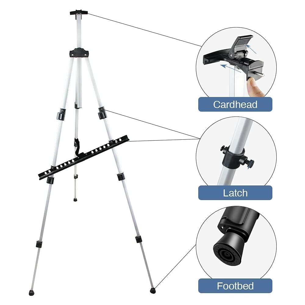 Art Painting Artist Easel Stand,Display Sign,Aluminum Metal Tripod Adjustable portable Easels,2Pack White