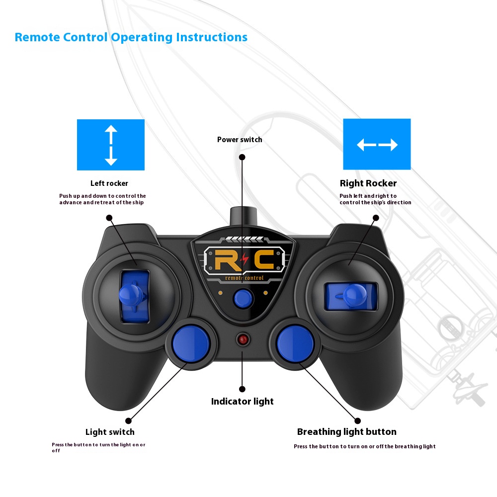 Blue Remote Control Speedboat 2.4G High Speed Remote Control Boat Double Battery