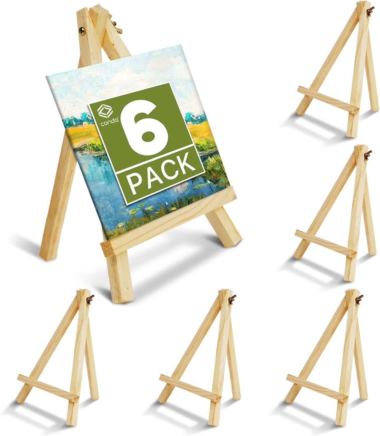 6 Pack 24cm Wood Easels Tripod Painting Easels for Art Crafts,Portable Canvas Holders