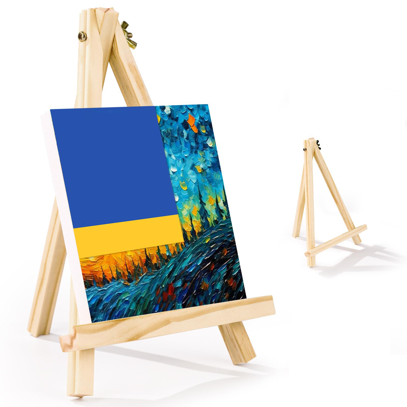 2 Pack 24cm Wood Easels Tripod Painting Easels for Art Crafts,Portable Canvas Holders