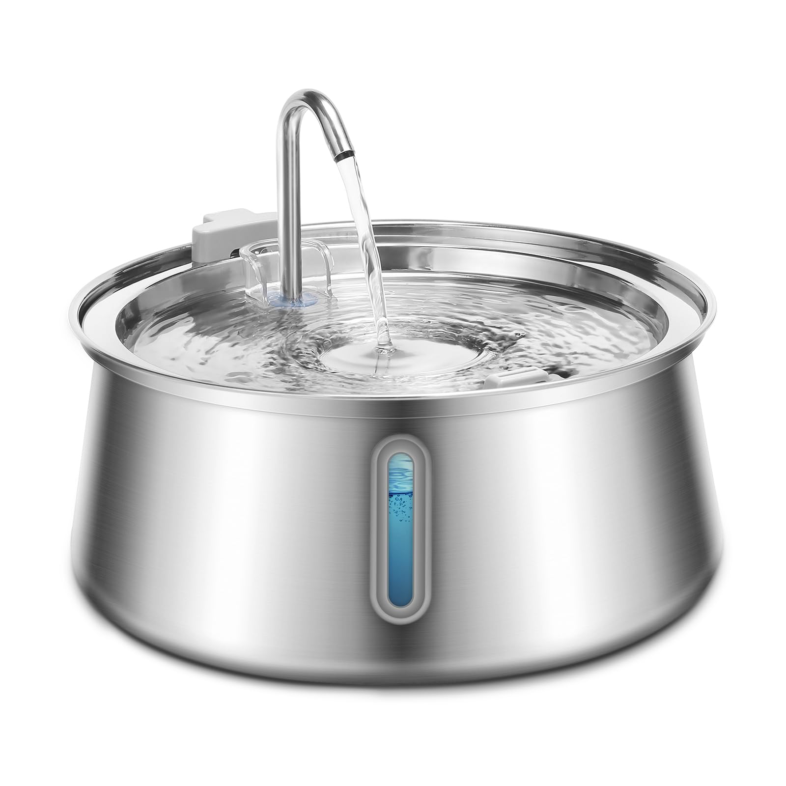 Stainless Steel Pet Water Fountain Automatic Cat Dog Drinker Dispenser 4L Ultra Quiet Filter Level Window Sponge Faucet
