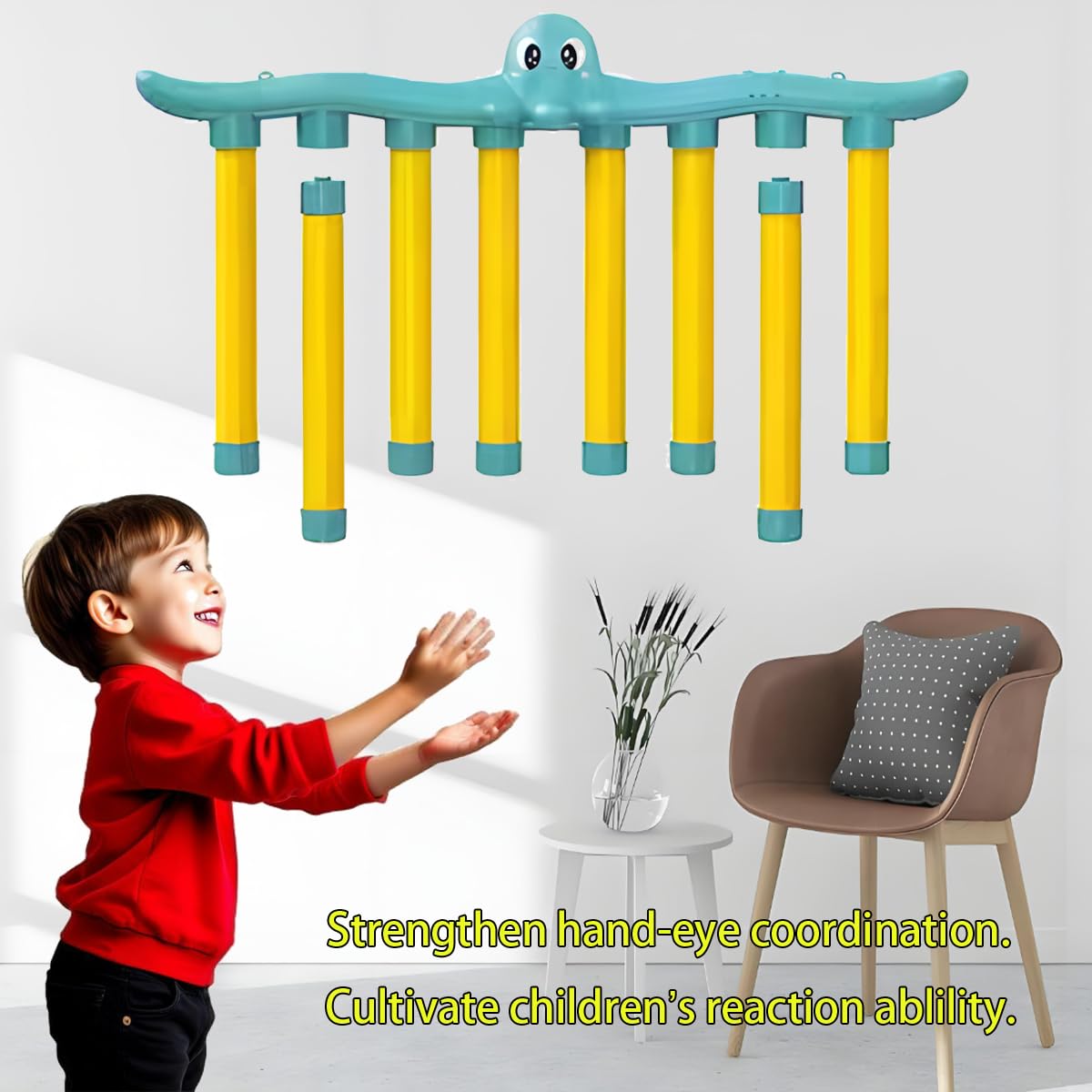 Reaction Stick Catch Training Game Hand Eye Coordination Reflex Training Game 3 Adjustable Speeds, Game Stick Toy Color BLUE