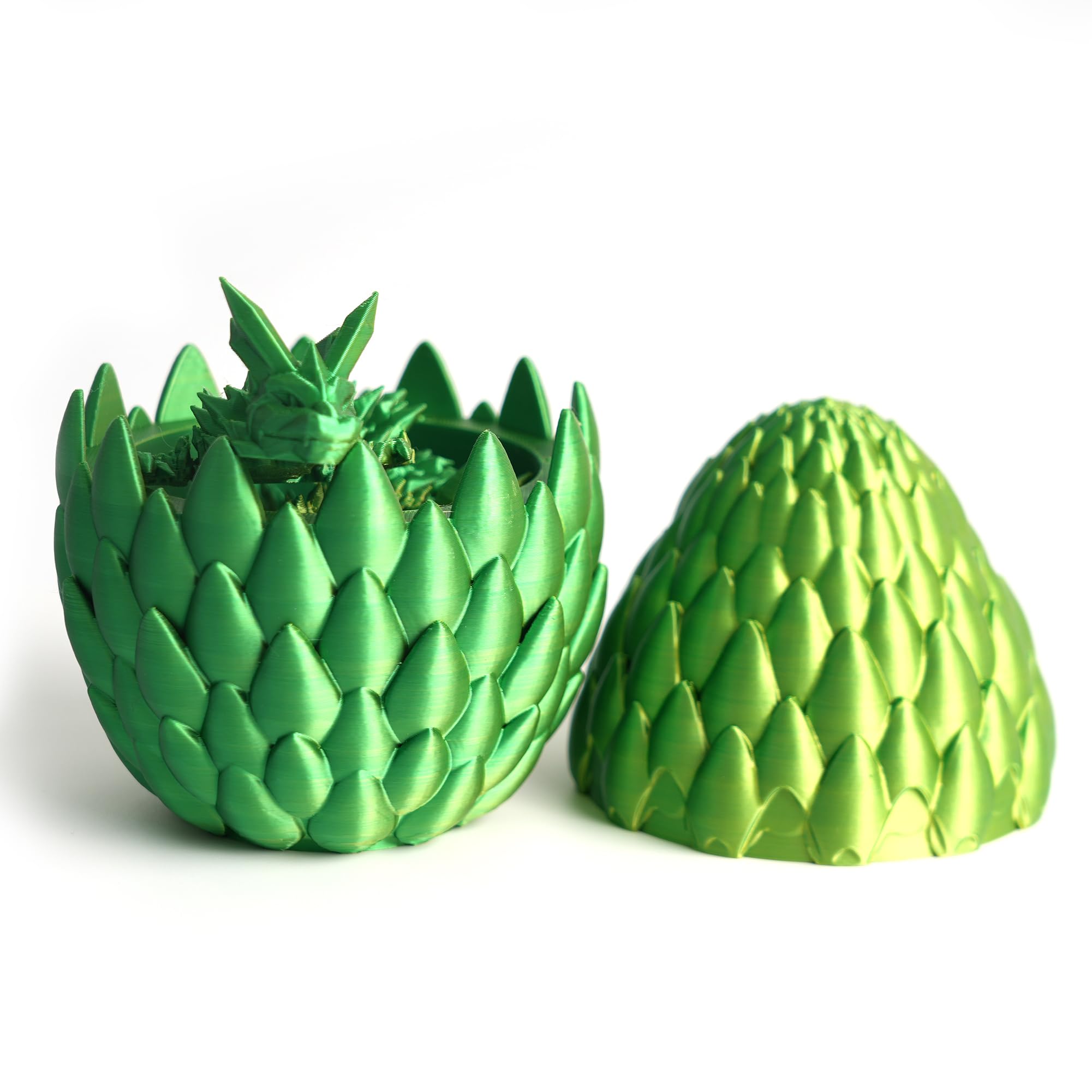 3D Printed Dragon Egg Yellow Green Surprise Easter Egg with Flexible Crystal Dragon Inside,3D Printed Gift Toy,Desk Executive Pet,Figurine Decor