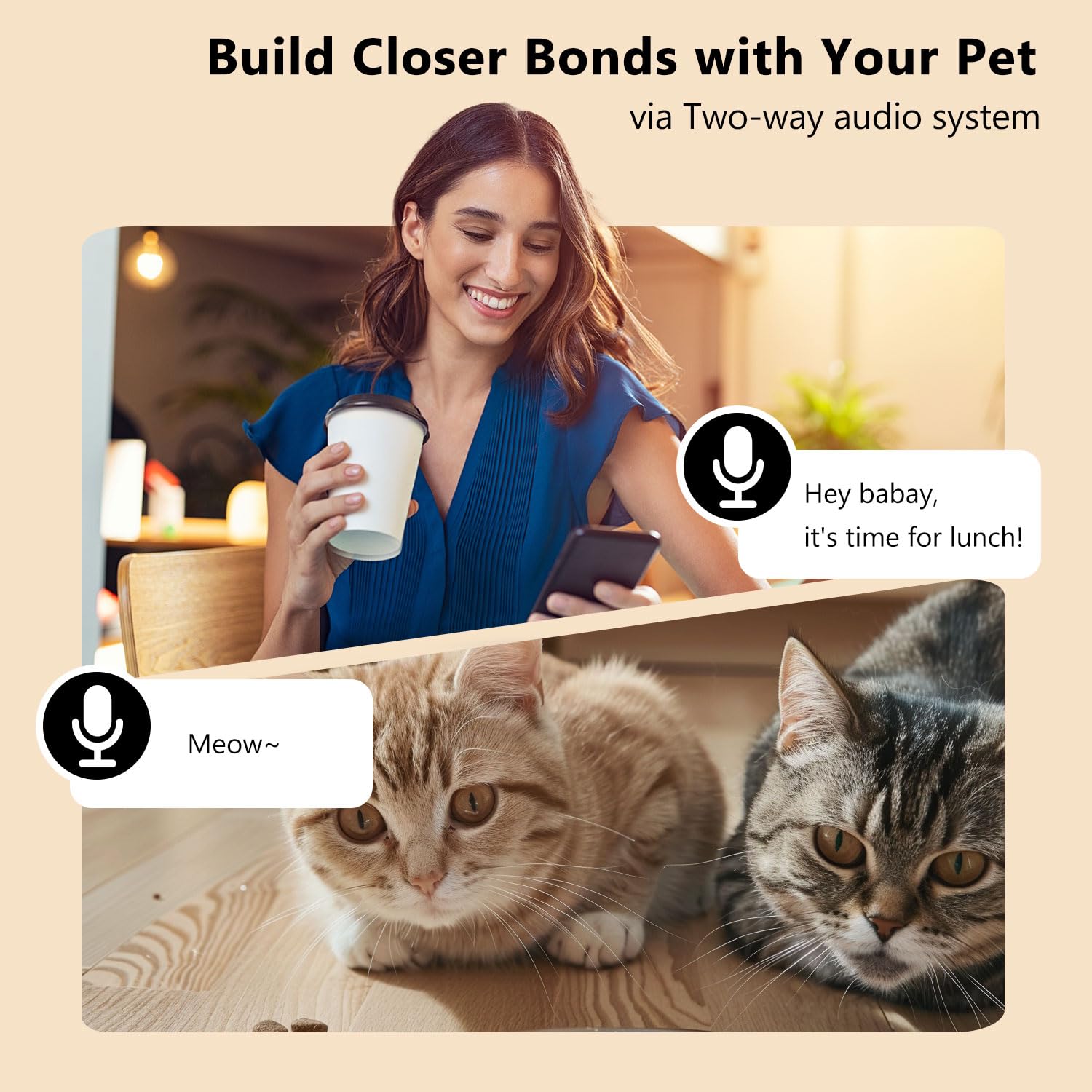 Automatic Cat Feeder with Camera 1080P Night Vision Smart Pet Feeder for Cats Dogs 6L Remote Control App Audio