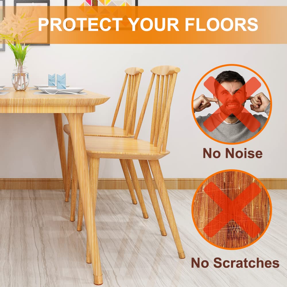 Chair Leg Protectors 24Pcs Hardwood Floors Silicone Covers Wood Tile Scratch Prevention Felt Pads Furniture Caps Noise Free Small Clear Home Dining
