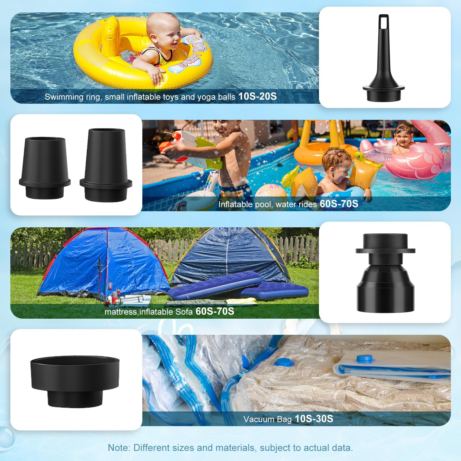 Mini Portable Air Pump For Inflatables,Electric Air Pump for Inflating,Deflating,Pool Toys,Vacuum Storage Bags,Mattress Pump With 5 Air Nozzles