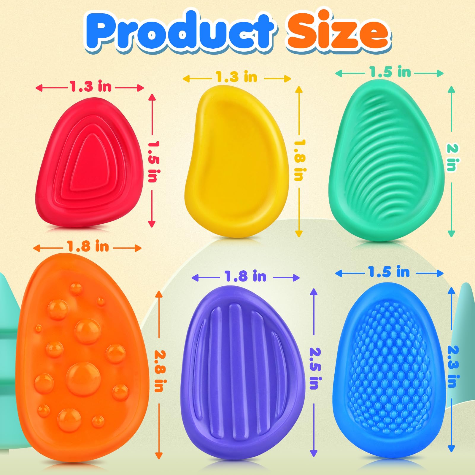Sensory Fidget Stone Textured Worry Calming Autism Kids Stress Anxiety Relief Soft Toys 6Pcs Small Preschool Classroom Prizes