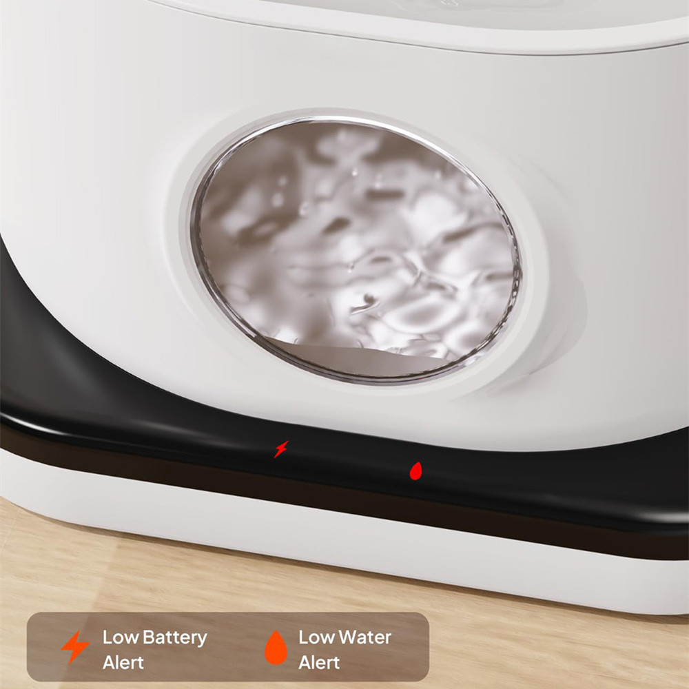 Wireless Automatic Cat Water Fountain 2.8L Rechargeable Battery Operated Pet Dispenser 2 Flow Modes-Black