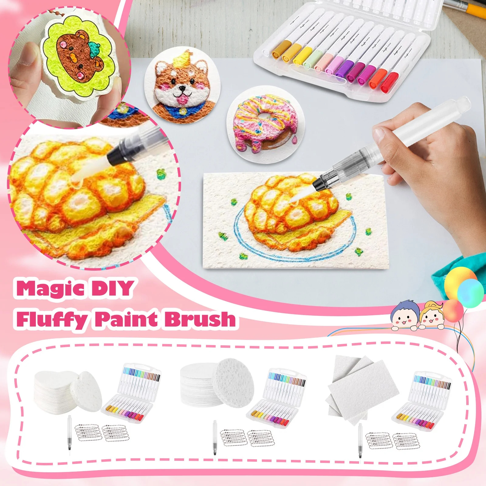 Magic Foam Texture Painting Kit,Magic Puffy Paint,3D Drawing Canvas Painting Kit,Bubble Drawing Pens For DIY Art Supplies, Painting??Shape Rectangle