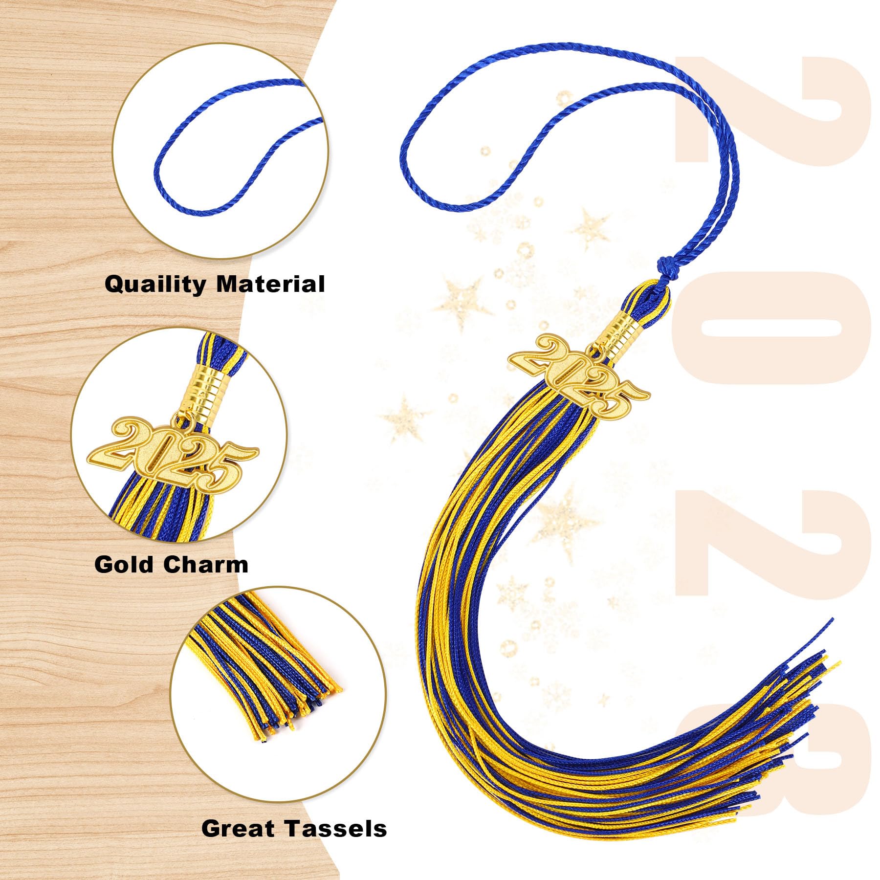 2025 Graduation Tassel,1Pcs Graduation Cap Tassel 2025 Grad Graduation Tassel for 2025 Graduation Ceremonies Accessories (Gold Blue)