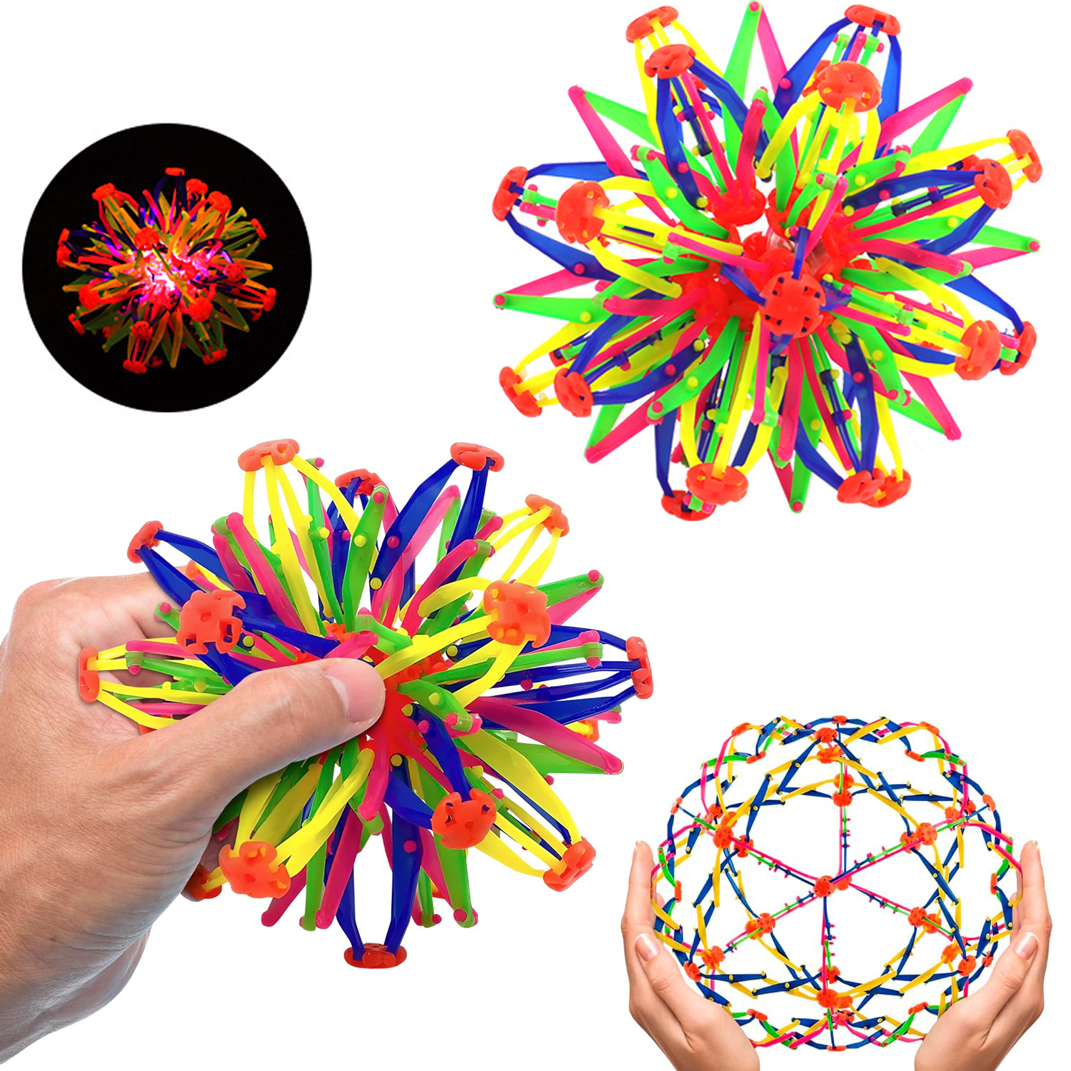 (2 pack)Expandable Breathing Toy Ball,1 Large ball and 1 glowing ball(Can Expand From 18 - 34cm) , Relaxation And Decompression Toys