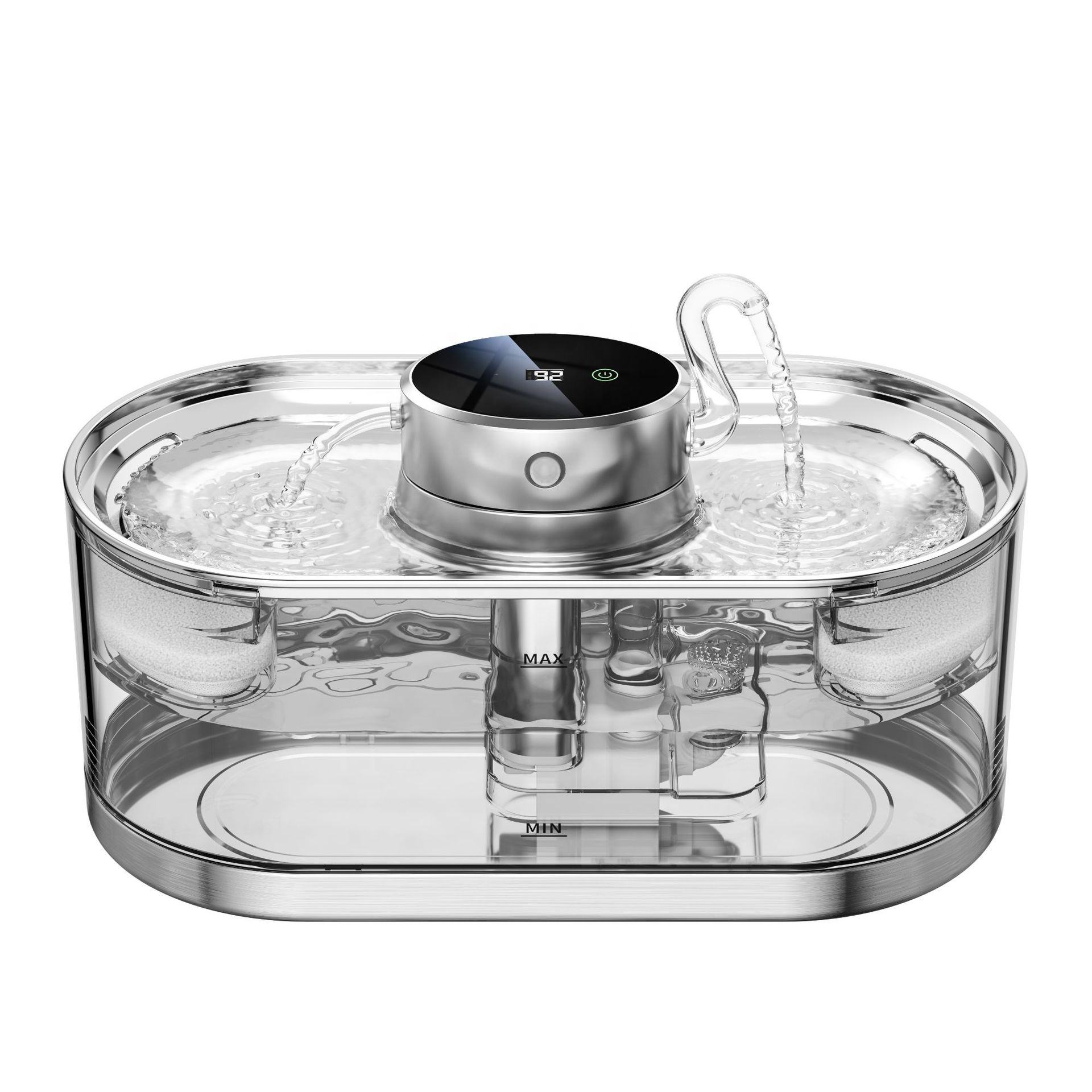 Pet Cat Water Fountain Dispenser Wireless 3L Battery Operated 2 Spout Motion Sensor Dog Bowl Drinker Indoor Rechargeable