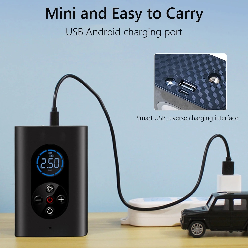 Portable Electric Cordless Tire Inflator Digital Rechargeable Auto Air Pump for Motorcycle Car Balls