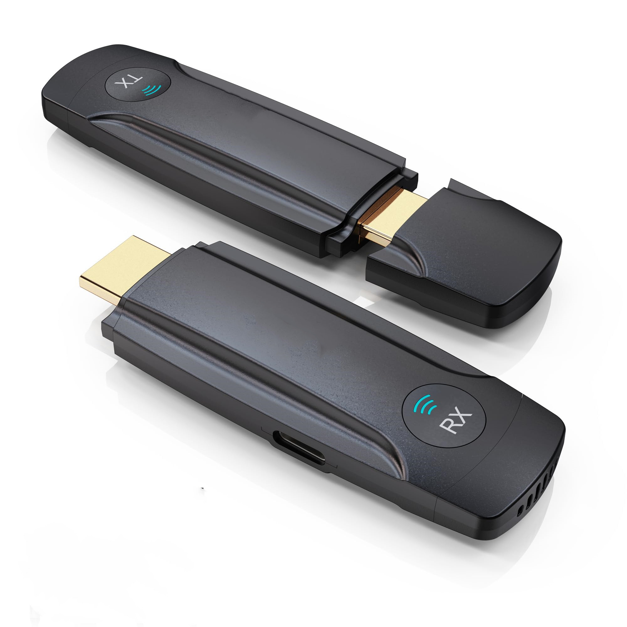 Wireless HDMI Transmitter and Receiver Plug Play with 5G,HD Extender Kit Support USB C Streaming Video Audio to Monitor from Laptop Camera STB,Black