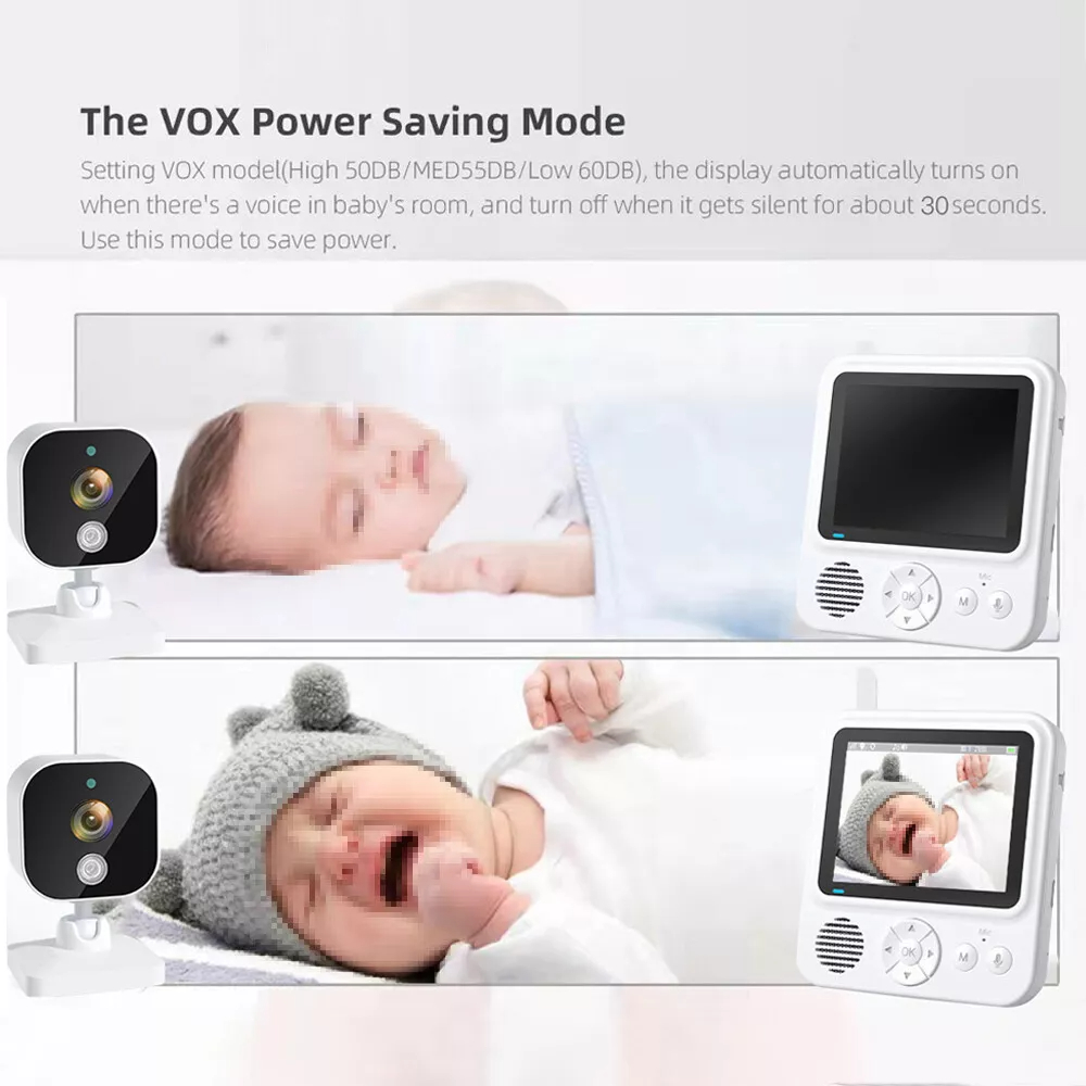 2.8 Inch 1080P Wireless Baby Monitor with Camera,Two-Way Talk Audio Video,IPS Screen,Baby Cry Sound Temp Detection For Babysitter