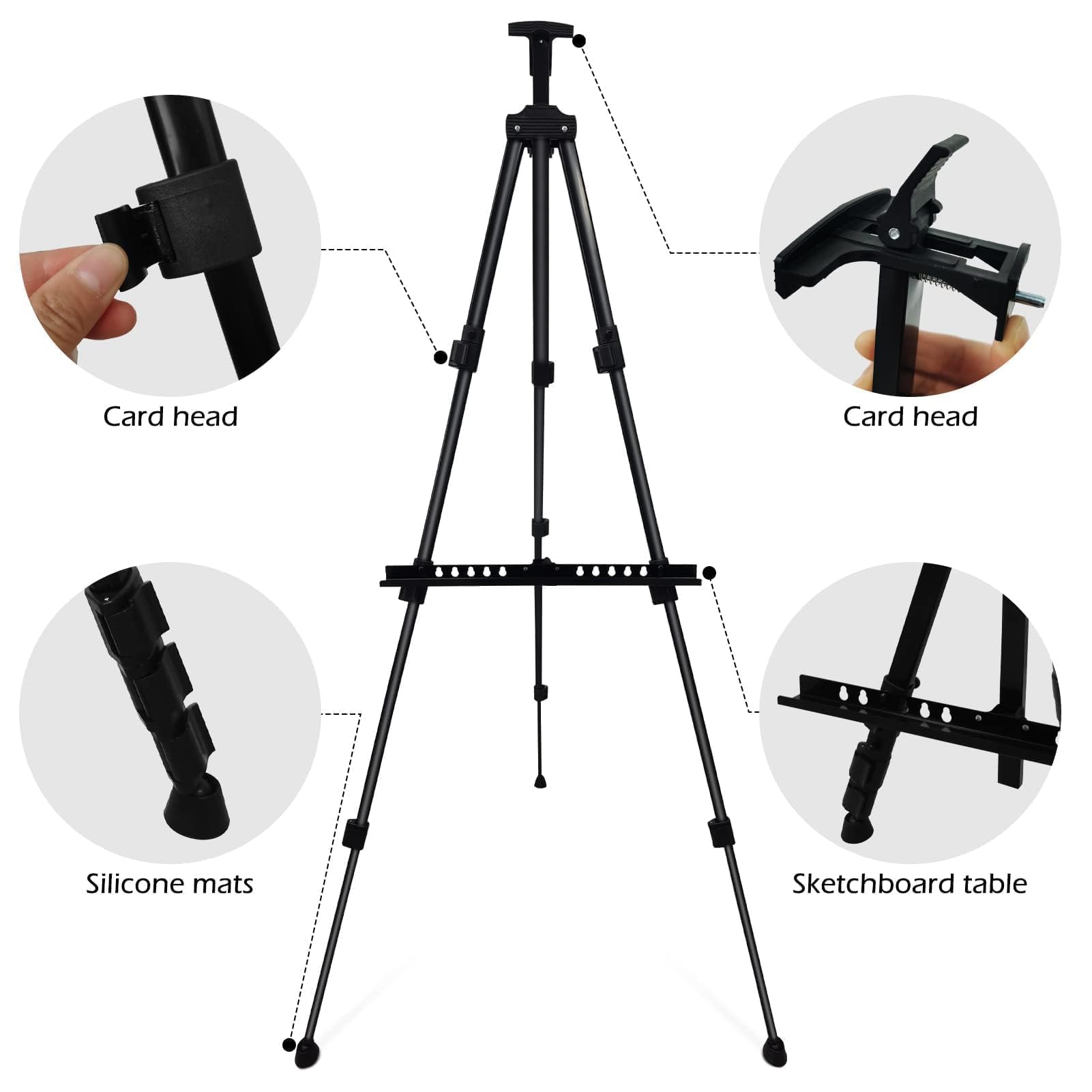 Art Painting Artist Easel Stand,Metal Tripod Adjustable Art Easel for Painting Canvases Height from 40 to 168 cm,Black 1Pack