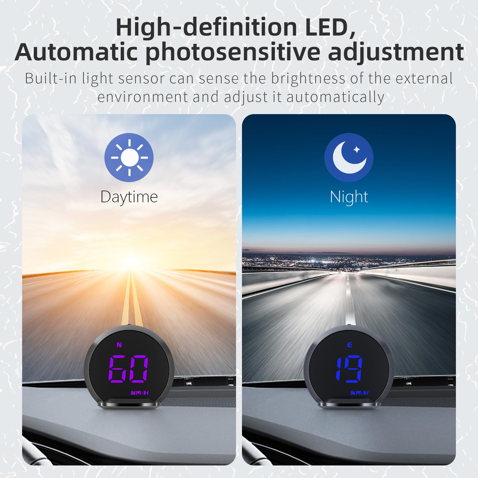 Digital GPS Speedometer HUD Universal Car Head Up Display LCD HUD with KMH Digital Speed Fatigued Driving Alert Overspeed Driving Direction