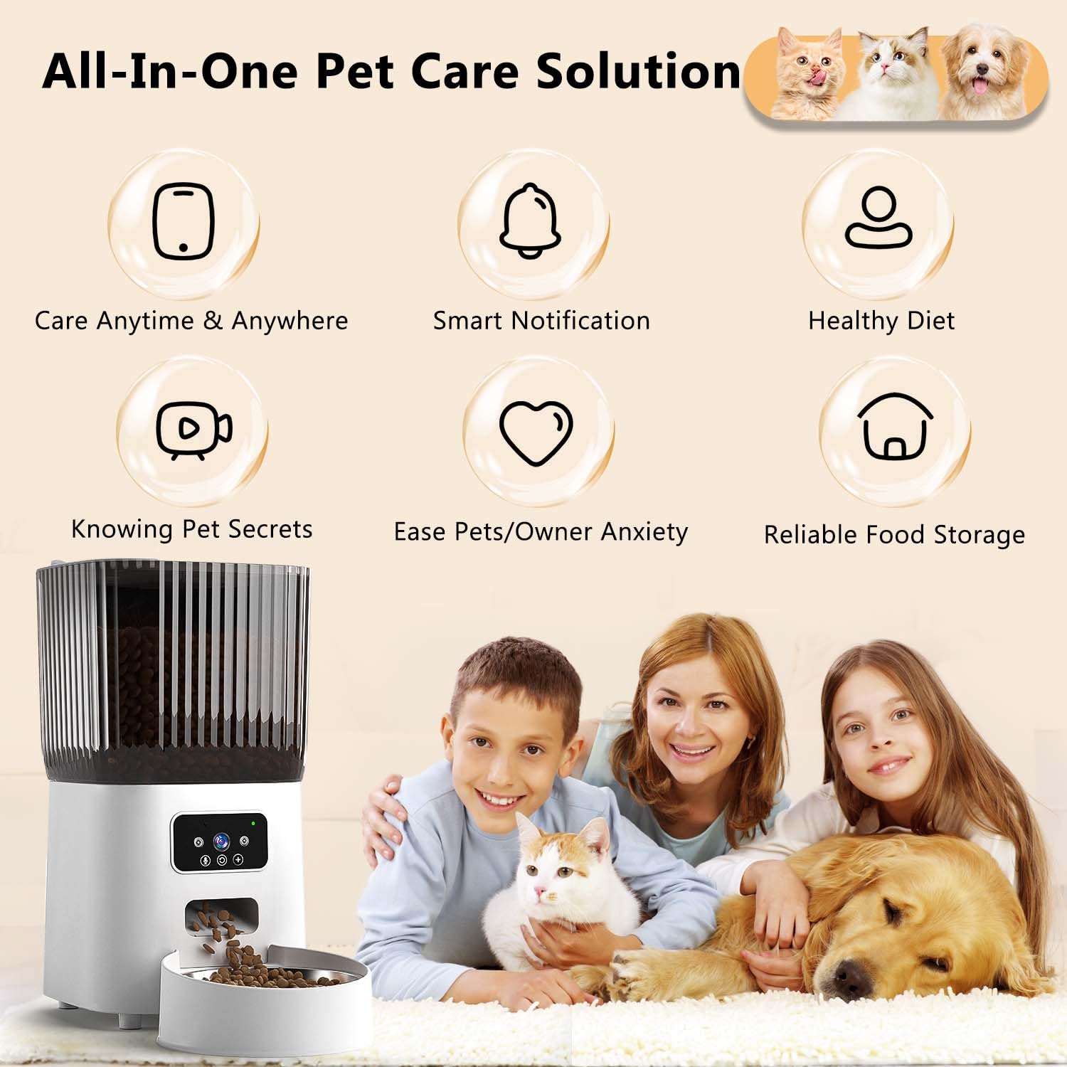 Automatic Cat Feeder with Camera 1080P Night Vision Smart Pet Feeder for Cats Dogs 6L Remote Control App Audio