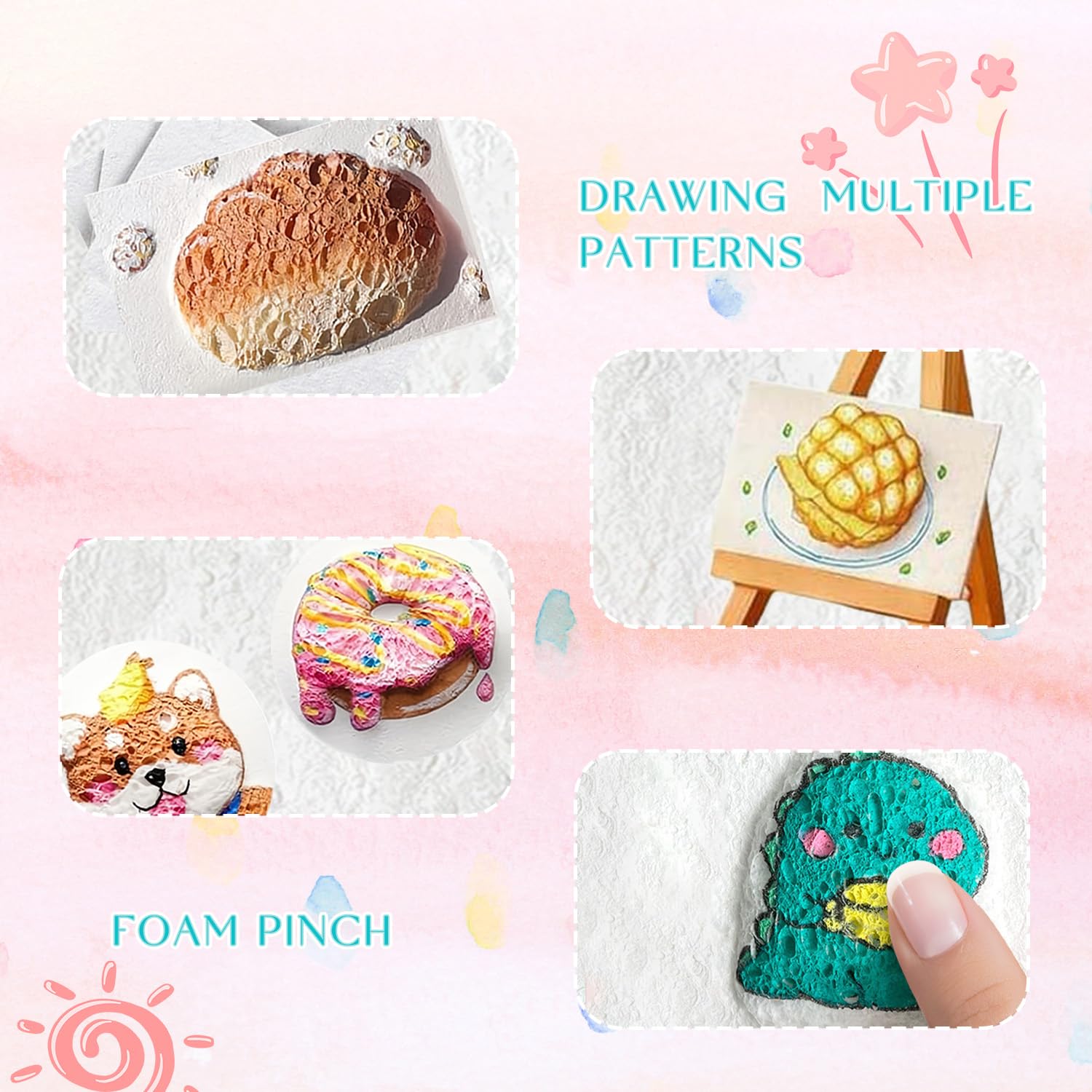 Magic Foam Texture Painting Kit,Magic Puffy Paint,3D Drawing Canvas Painting Kit,Bubble Drawing Pens For DIY Art Supplies, Painting??Shape Rectangle