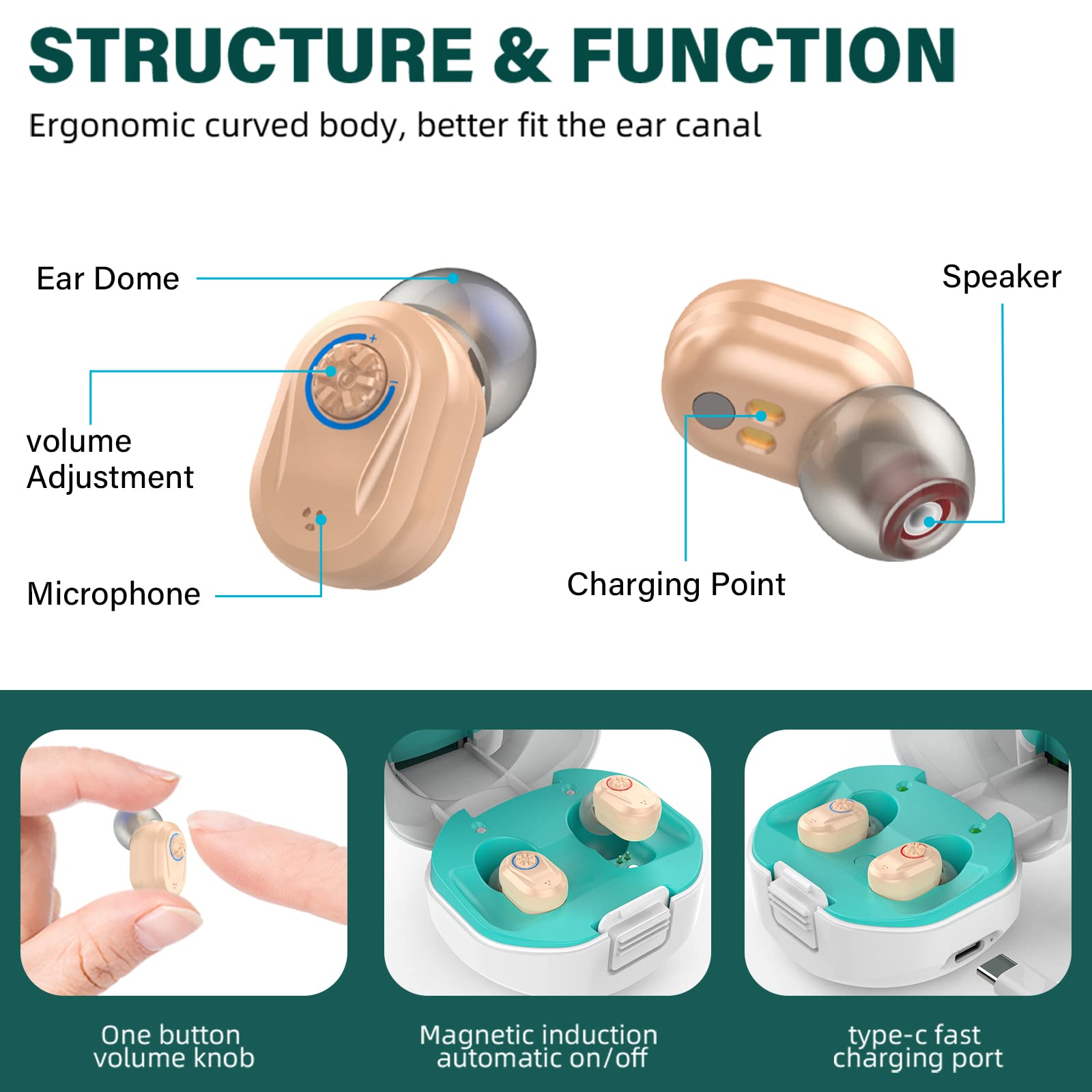 Hearing Aids for Seniors Rechargeable with Noise Cancelling,Hearing Amplifier for Adults with Severe Hearing Loss,16 Channels Digital Chip Sound Process