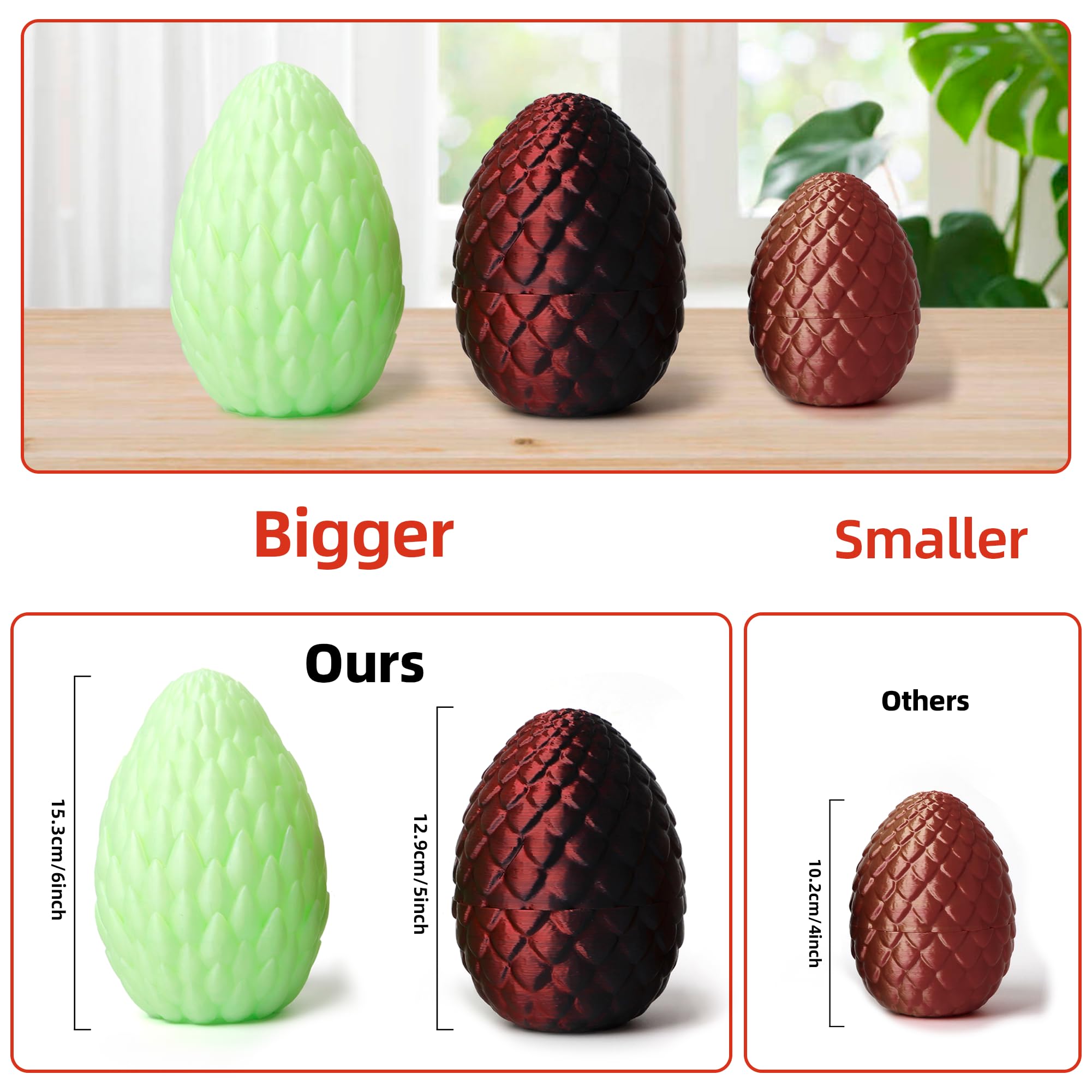3D Printed Dragon Egg Green and Blue Surprise Easter Egg with Flexible Crystal Dragon Inside 3D Printed Gift Toy Desk Executive Pet Figurine Decor