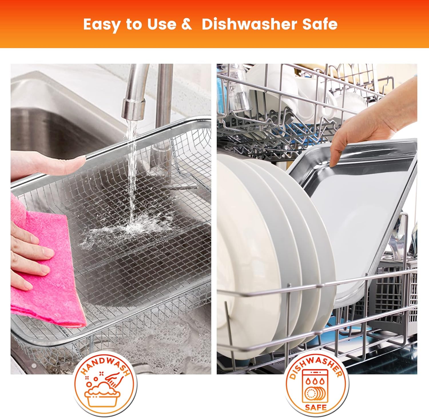 Air Fryer Basket for Oven, 30 x 22 cm Non-stick Steel Mesh Grill Basket Air Fryer Baking Tray Accessories Rack Roasting Basket