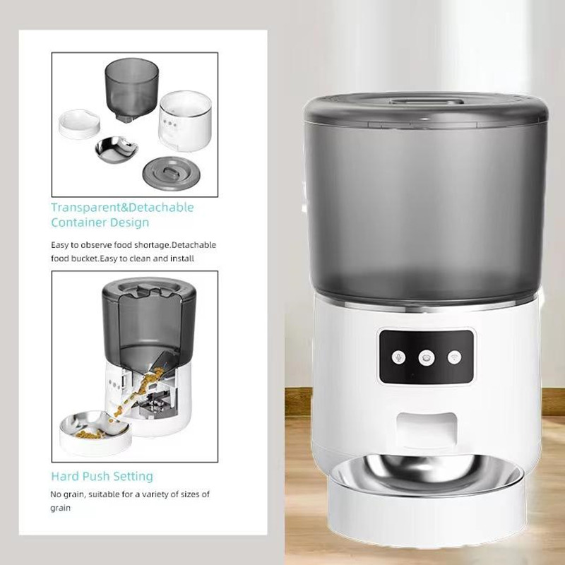 4L Automatic Smart Cat Feeders with LCD Display for Timer Cat Food Dispenser Stainless Steel Bowls(Black)