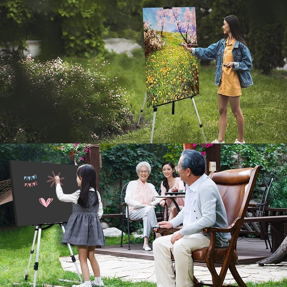 Art Painting Artist Easel Stand,Display Sign,Aluminum Metal Tripod Adjustable portable Easels,1Pack White