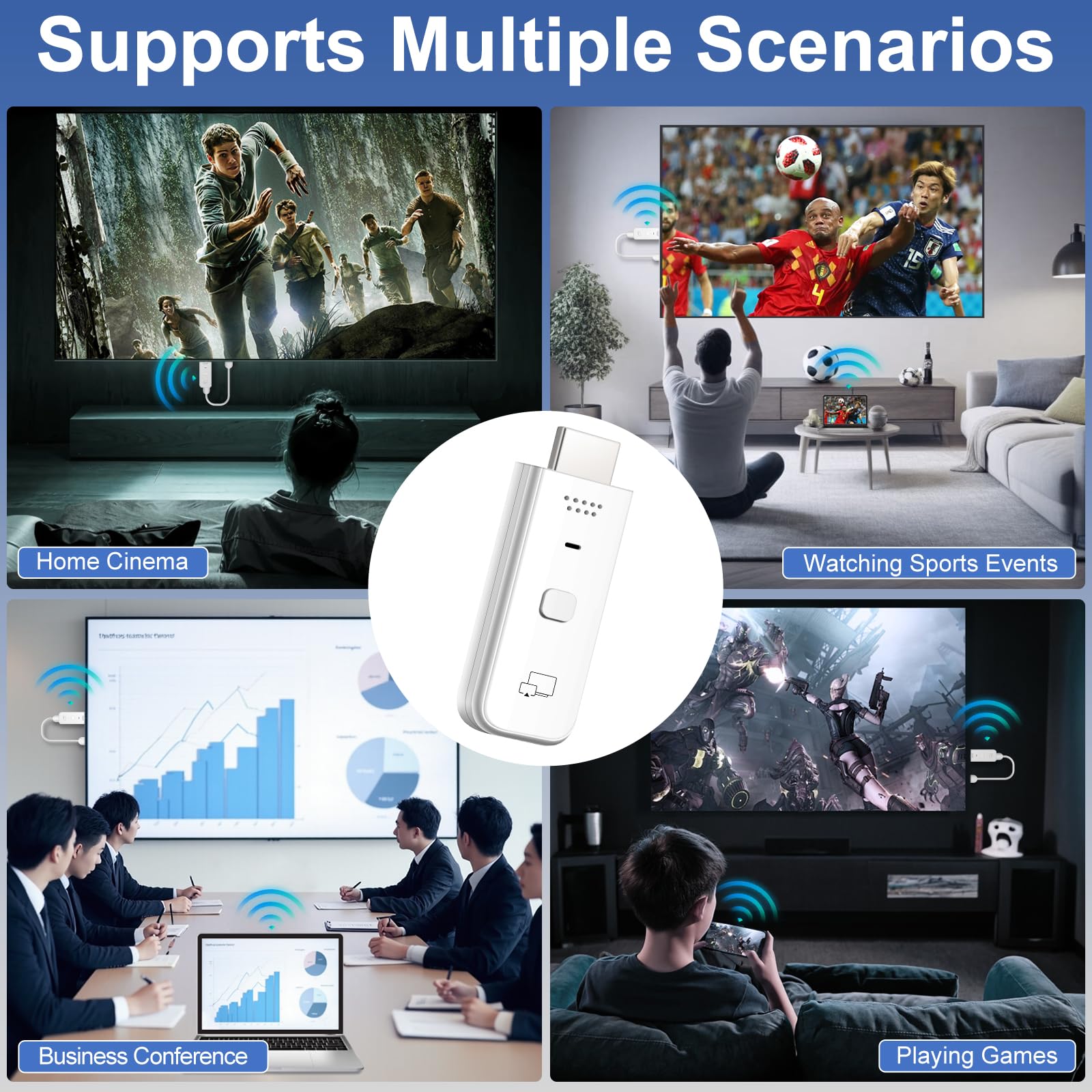 Wireless HDMI Transmitter and Receiver,4K Decode 1080P Output 2.4G 5G Display Adapter Plug Play Portable Streaming Video Audio to Monitor from PC DV HDTV