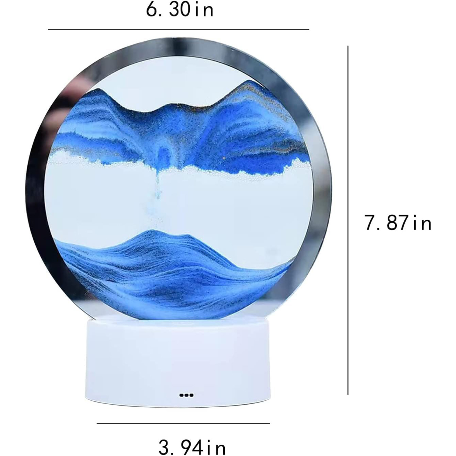 3D Moving Sandscape Art Picture Round Glass Deep Sea Flowing Sand Photo Frame Desktop Decor Blue Childrens Toy  Large Home Office Button Control Display