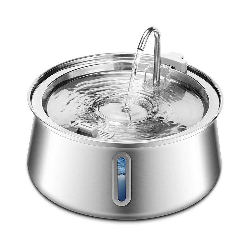 Stainless Steel Pet Water Fountain Automatic Cat Dog Drinker Dispenser 4L Ultra Quiet Filter Level Window Sponge Faucet