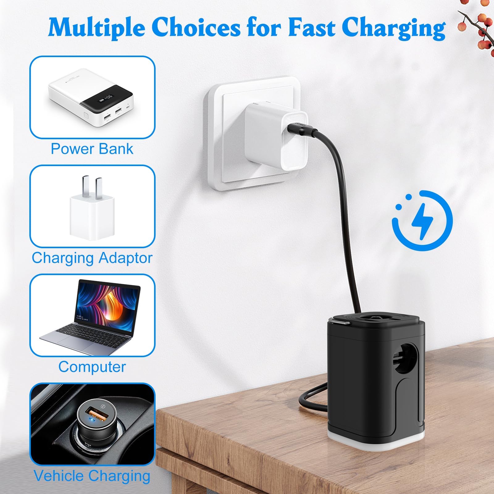 Mini Portable Air Pump For Inflatables,Electric Air Pump for Inflating,Deflating,Pool Toys,Vacuum Storage Bags,Mattress Pump With 5 Air Nozzles