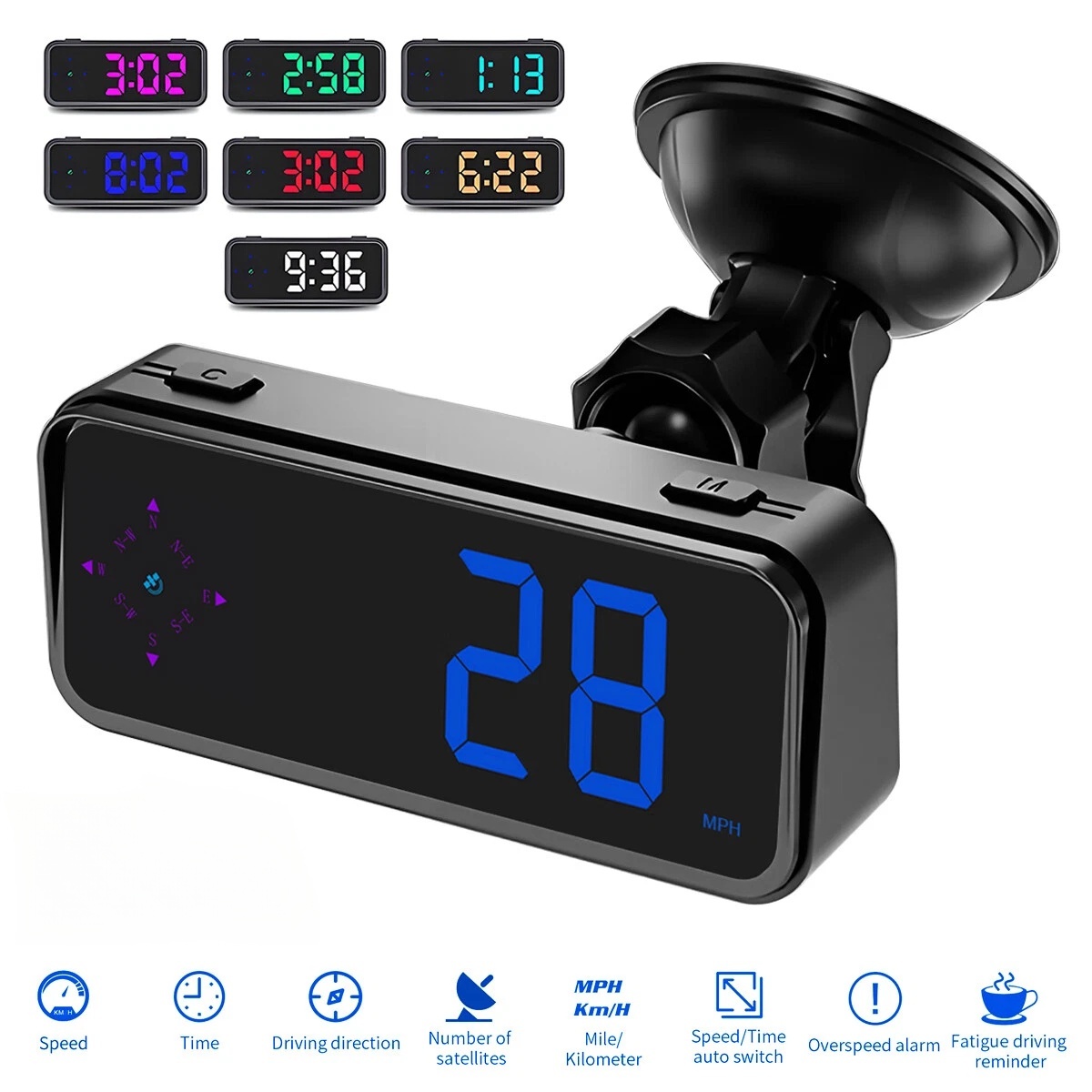 Universal Smart Digital Car HUD GPS Speedometer Car HUD Head-Up Display MPH Compass