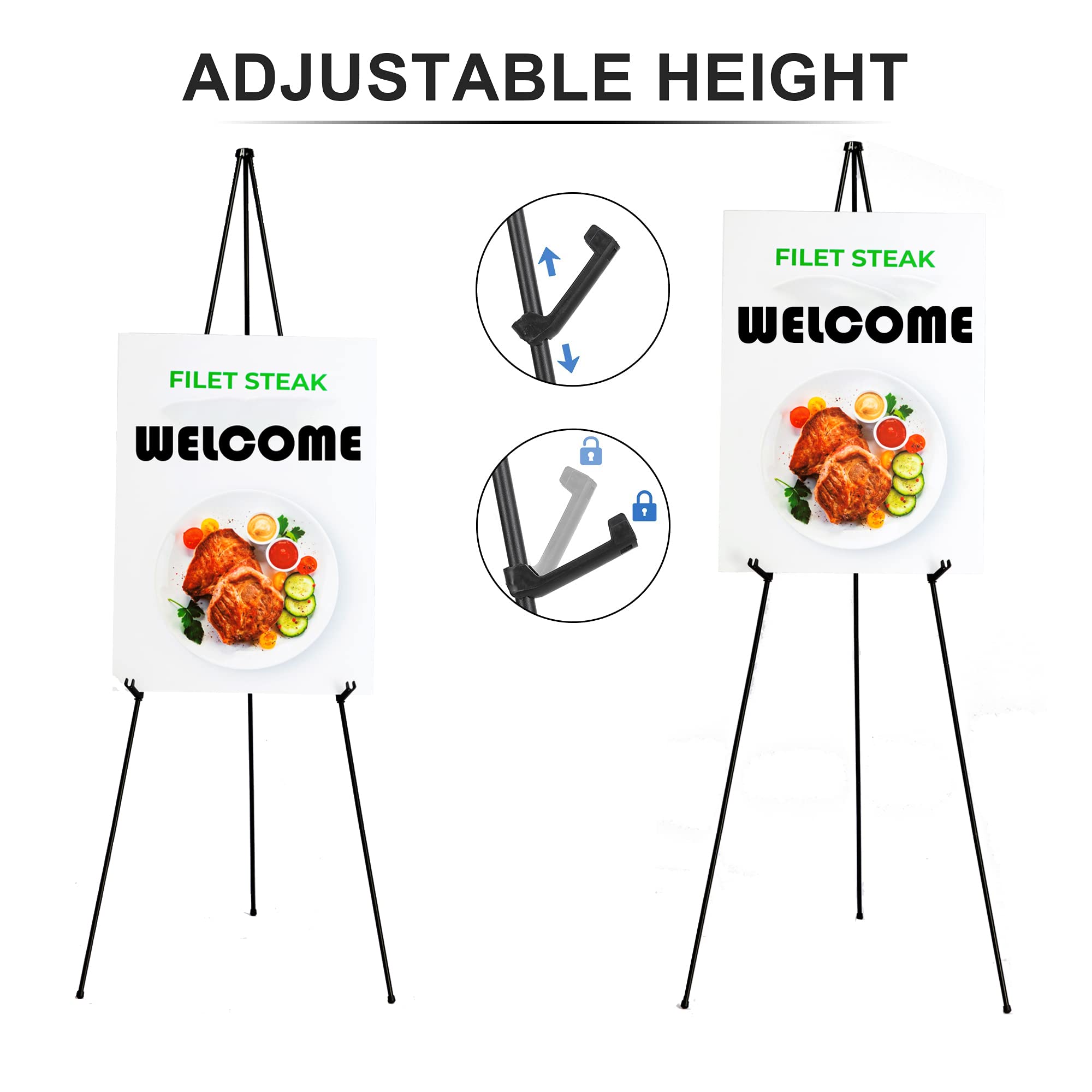 Easel Stand for Display Wedding Sign Poster 160cm Tall Easle Portable Collapsable Poster Easel Floor Adjustable Metal Painting Easels Tripod