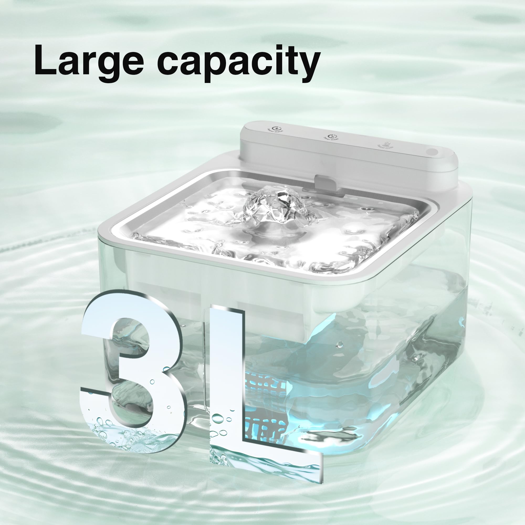 Wireless Rechargeable Cat Water Fountain 3L Auto Pet Fountain Quiet Pump BPA-Free Radar Sensor