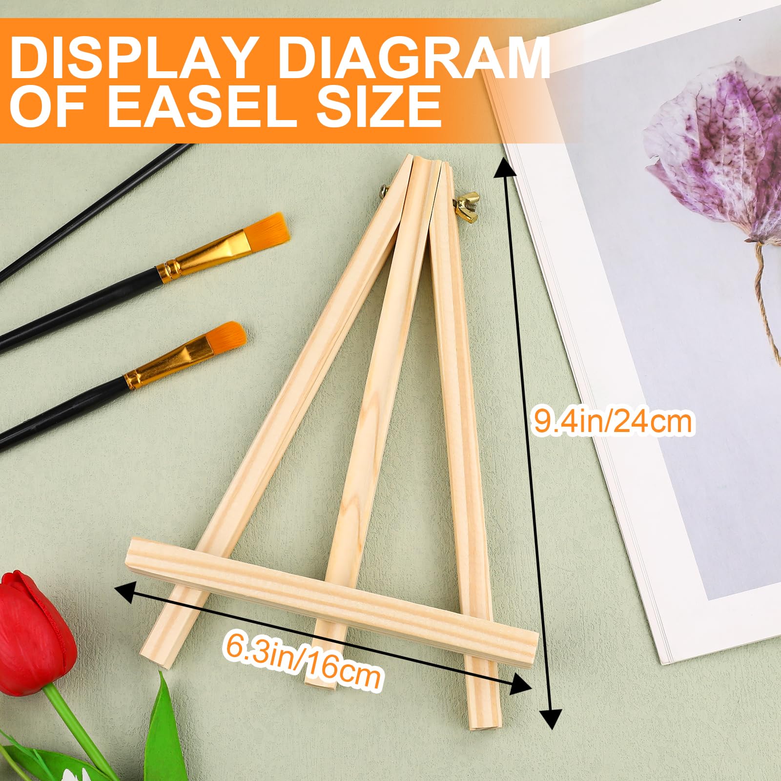 2 Pack 24cm Wood Easels Tripod Painting Easels for Art Crafts,Portable Canvas Holders