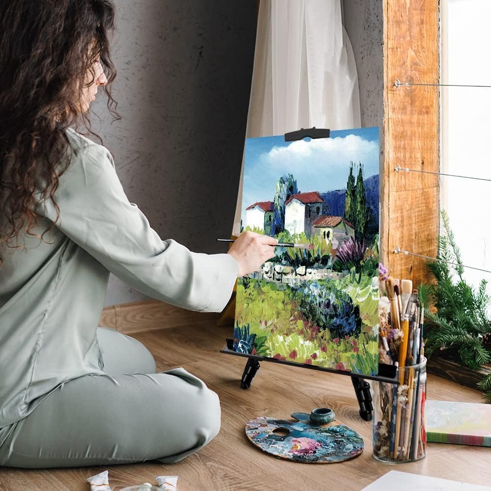 Art Painting Artist Easel Stand,Metal Tripod Adjustable Art Easel for Painting Canvases Height from 40 to 168 cm,Black 1Pack