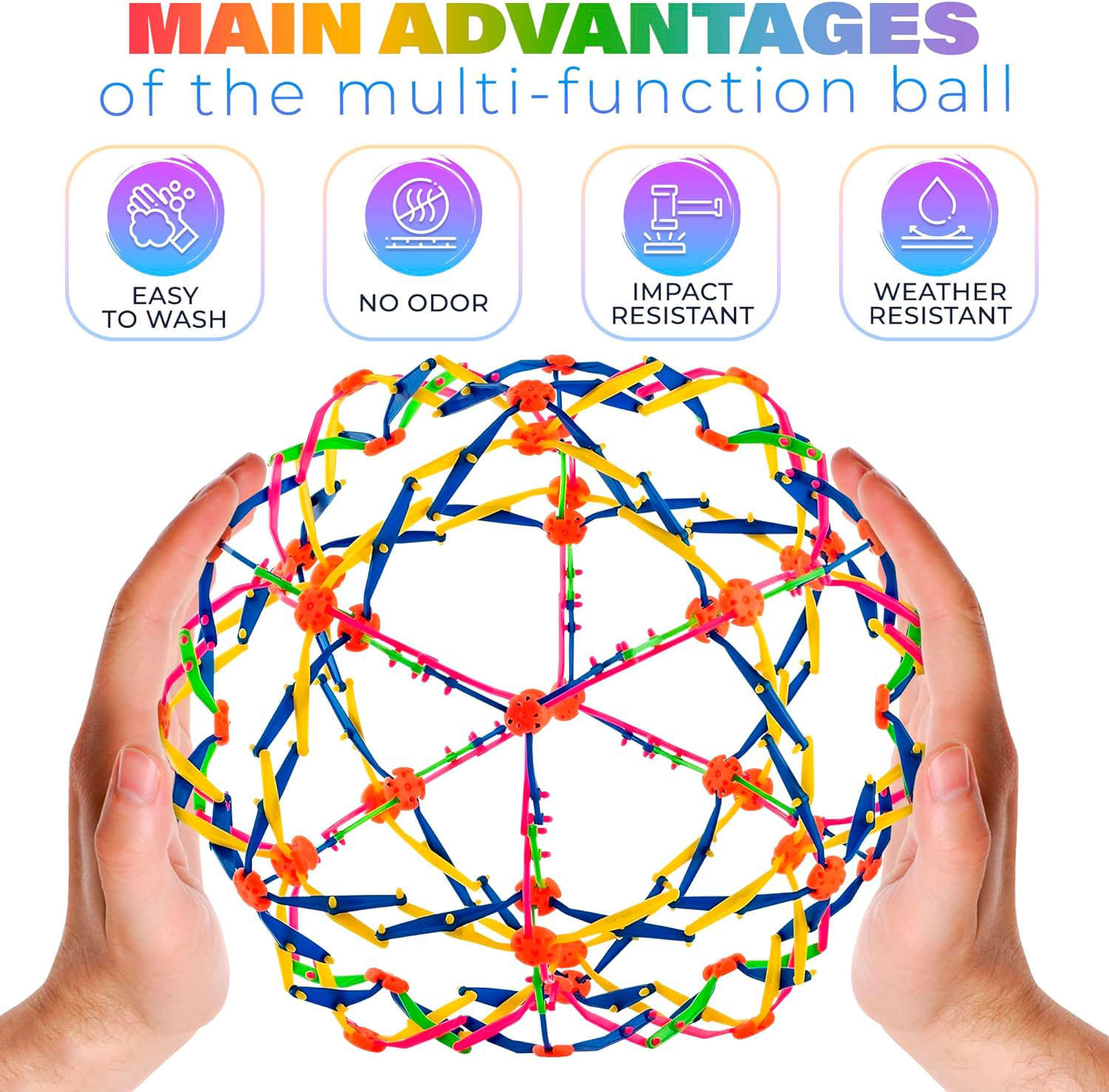 (2 pack)Expandable Breathing Toy Ball,1 Large ball and 1 glowing ball(Can Expand From 18 - 34cm) , Relaxation And Decompression Toys