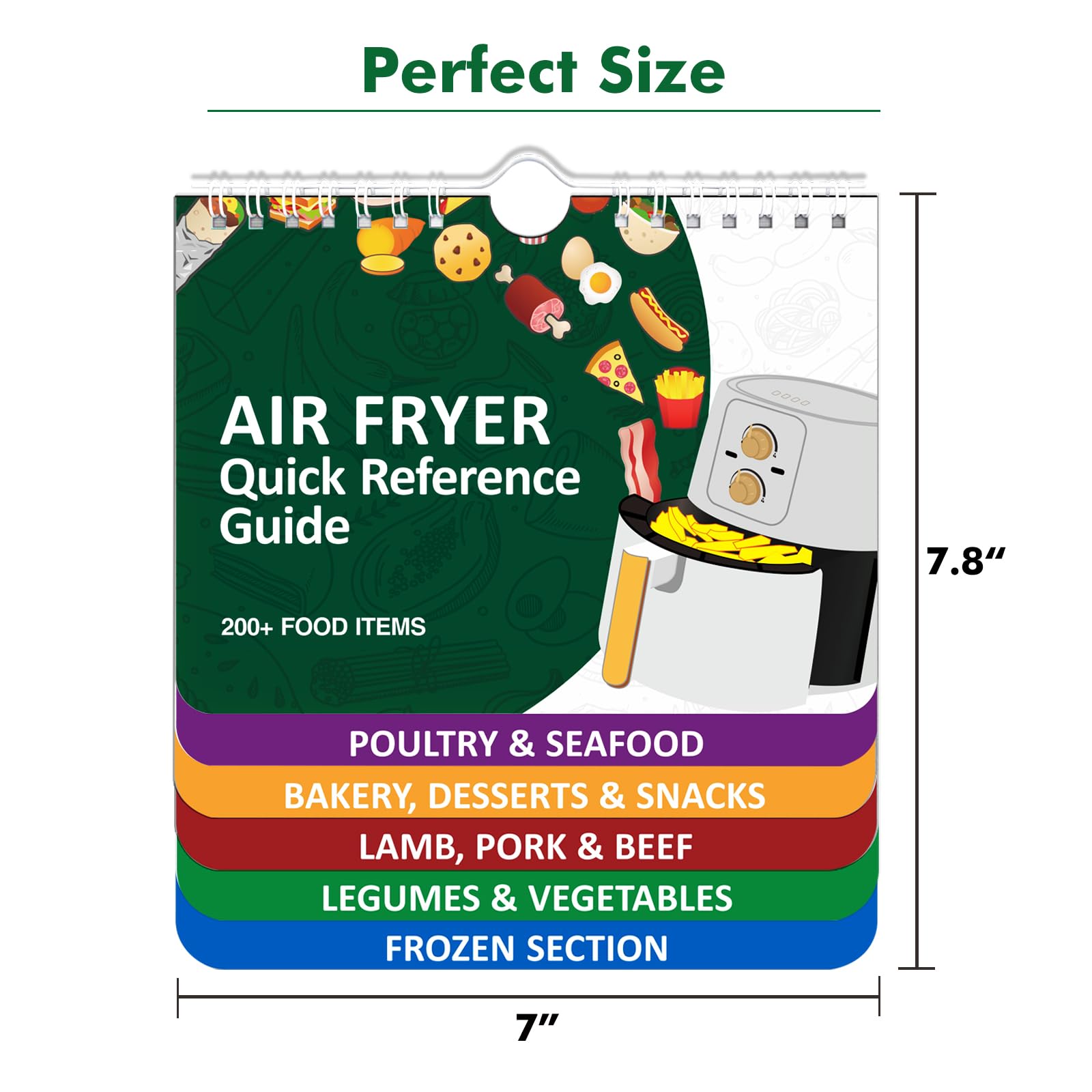200 Foods Air Fryer Cheat Sheet Magnets Cooking Guide Booklet,Magnetic Cookbook,Cheat Sheet Set