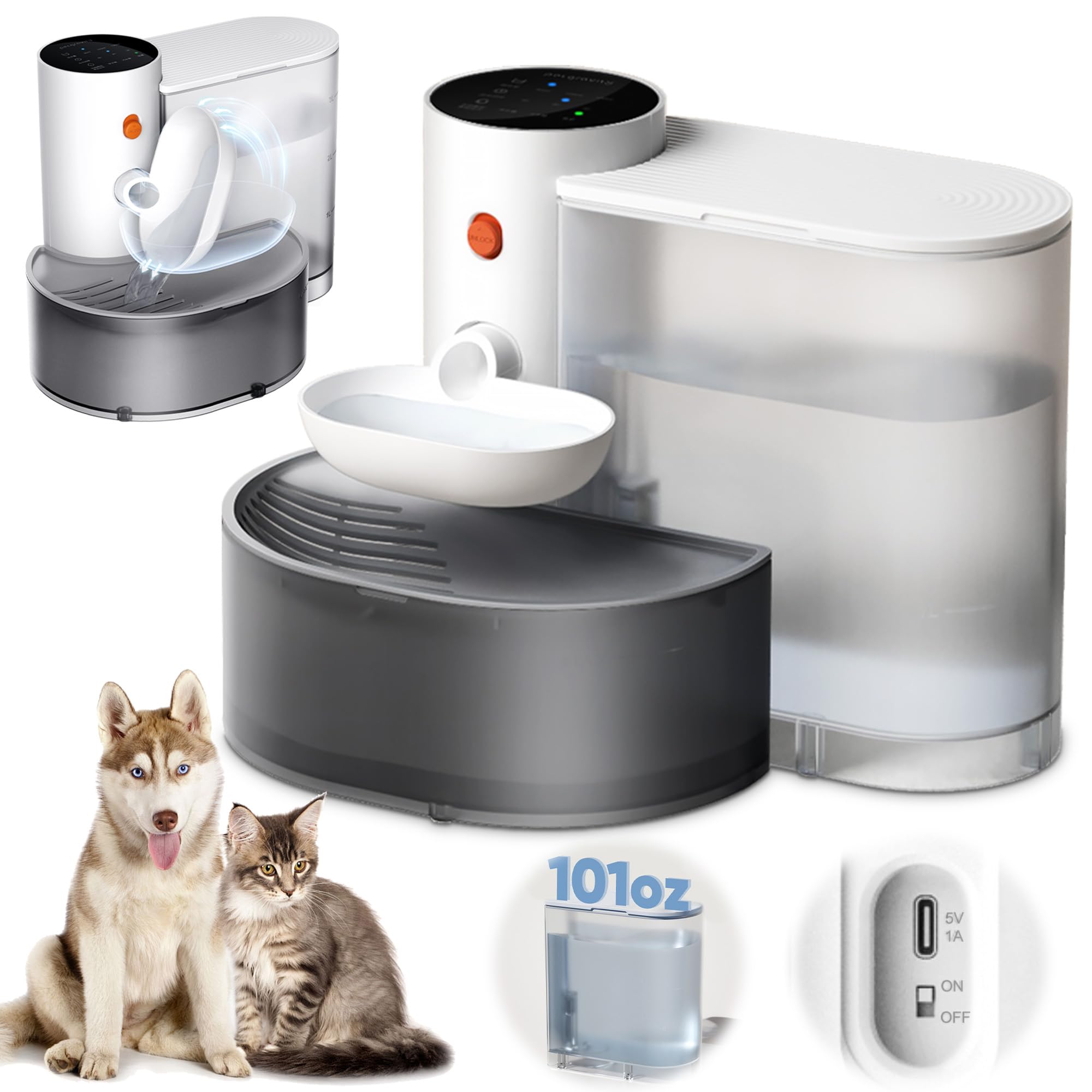 Automatic Pet Fountain 3L Wireless Rechargeable Water Dispenser Dogs Cats Anti Accidental Touch Large Smart Quiet Hygienic Drinking Bowl