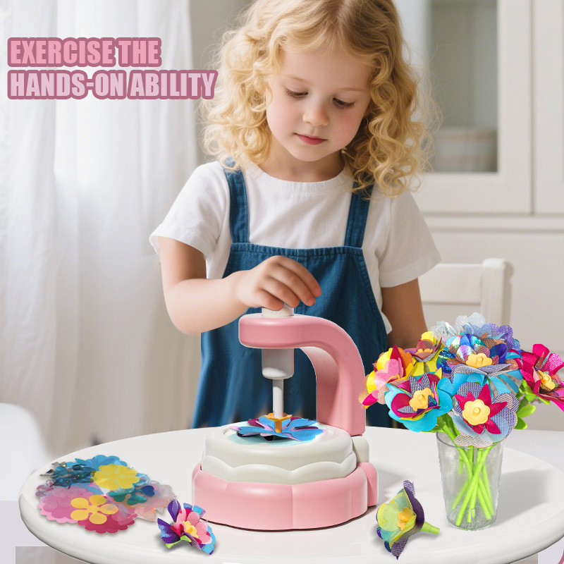 Fabric Flower Bouquets Toys,DIY Craft Kits Toys for Kids Flower Market Toy,Arts Crafts for 3+Year Kids Educational Activity Gifts