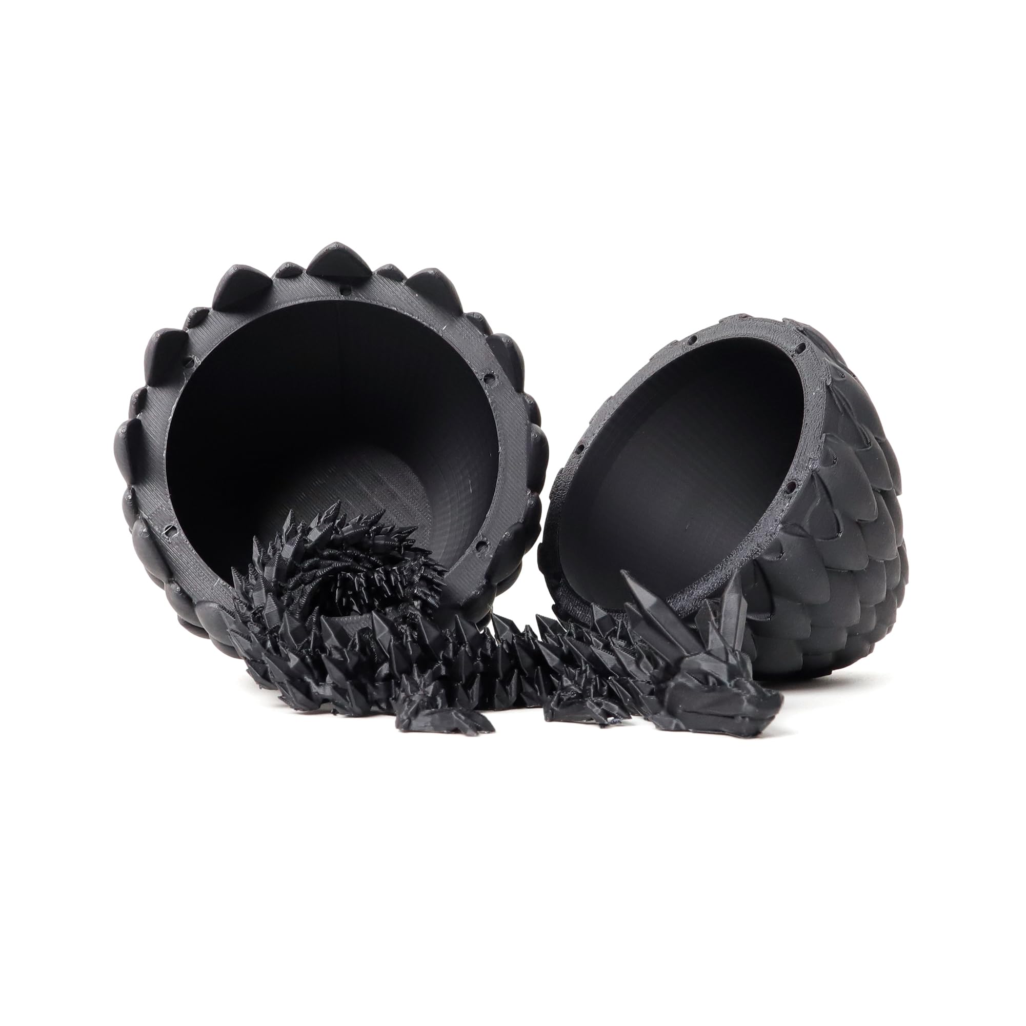3D Dragon Egg Easter Egg with Flexible Dragon Inside,Large 3D Printed Gift,Figurine Decor,Executive Desk Toy,Black