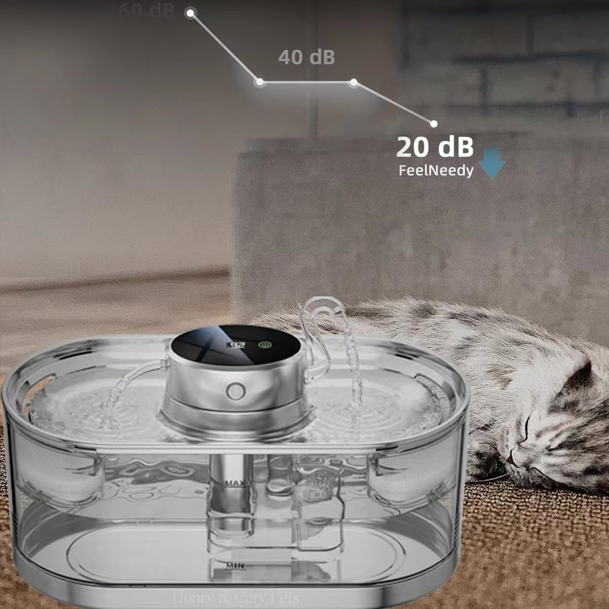Pet Cat Water Fountain Dispenser Wireless 3L Battery Operated 2 Spout Motion Sensor Dog Bowl Drinker Indoor Rechargeable